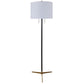 Crestview Collection Veda 62" Modern Metal Floor Lamp In Gunmetal And Antique Brass Finish With Off White Linen Drum Shade