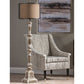 Crestview Collection Vento 64" Rustic Resin Floor Lamp In Antique Tuscan Finish With Metal Mesh And Burlap Shade