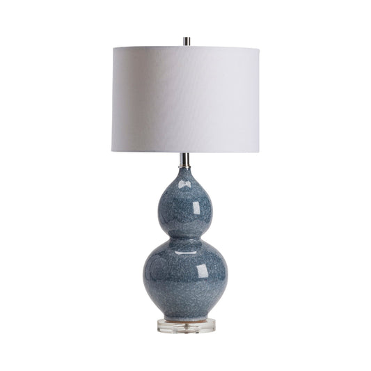 Crestview Collection Vincent 30" Traditional Ceramic And Crystal Table Lamp In Blue And Crystal Finish With White Linen Shade