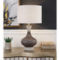 Crestview Collection Watson 29" Transitional Ceramic And Concrete Table Lamp In Gray And Brown Finish With Natural Linen Drum Shade