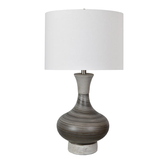 Crestview Collection Watson 29" Transitional Ceramic And Concrete Table Lamp In Gray And Brown Finish With Natural Linen Drum Shade