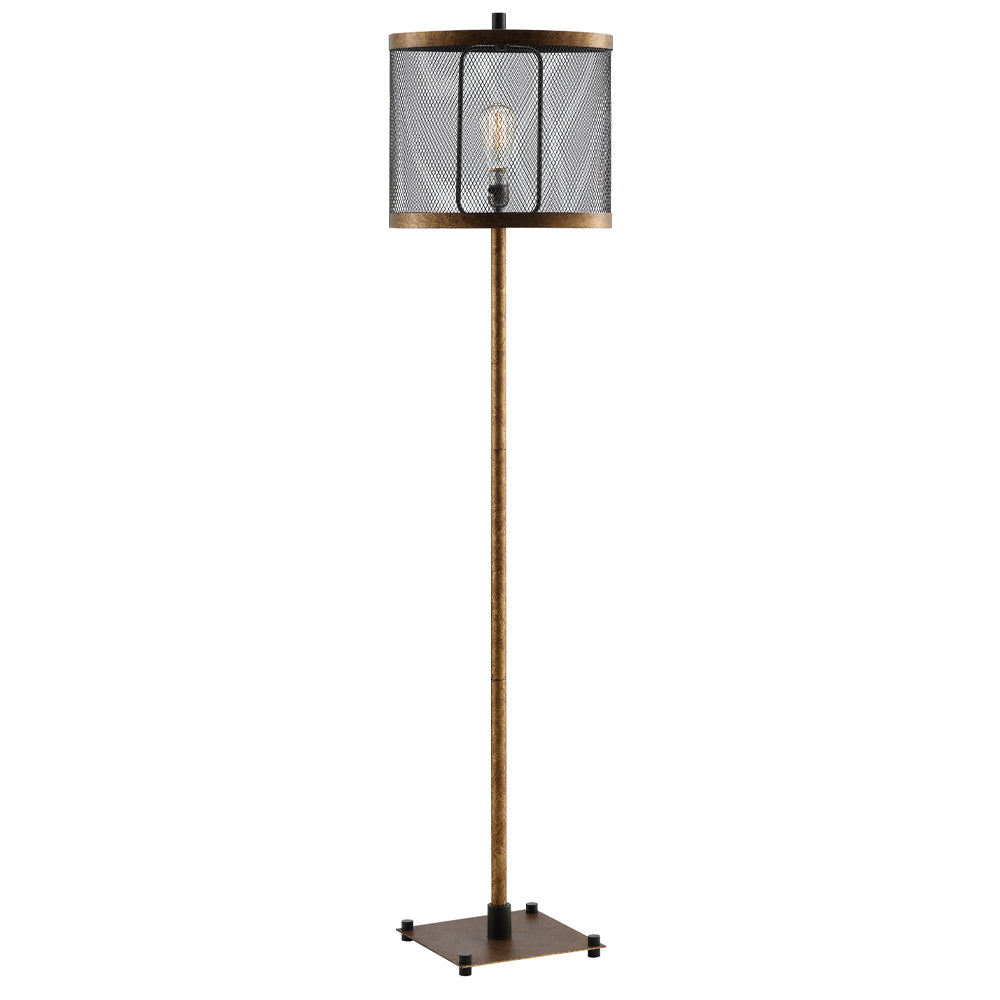 Crestview Collection Webster 62" Transitional Metal Floor Lamp In Golden Bronze Finish With Oval Metal Mesh Shade