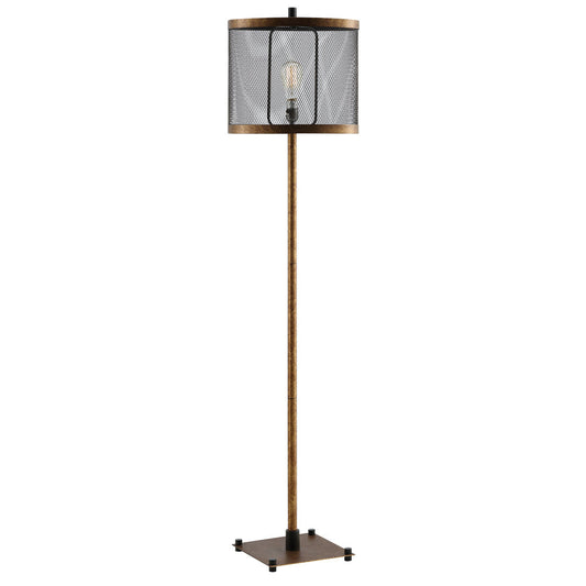 Crestview Collection Webster 62" Transitional Metal Floor Lamp In Golden Bronze Finish With Oval Metal Mesh Shade