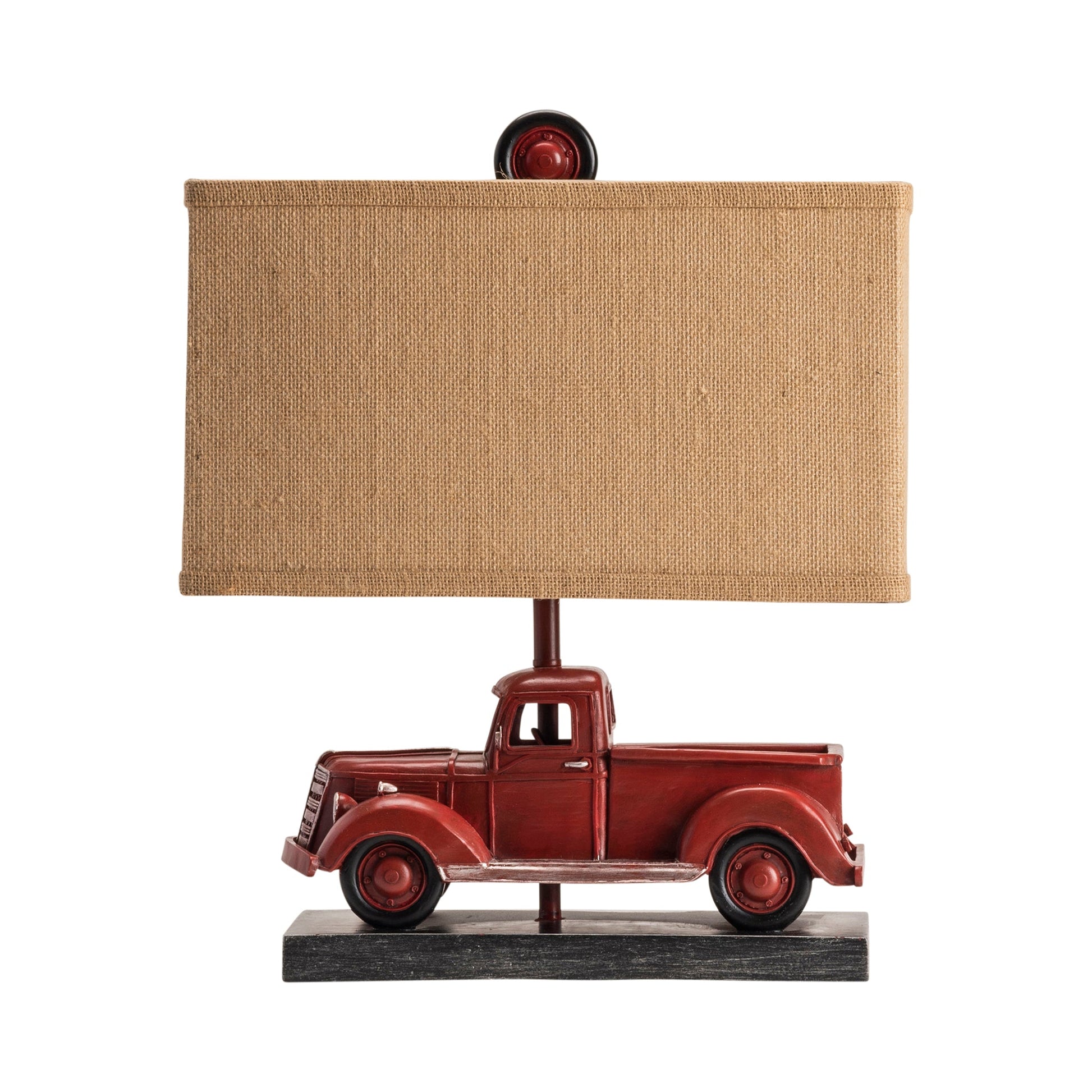 Crestview Collection Welltraveled 20" Rustic Resin Table Lamp In Rustic Red Finish With Natural Linen Shade