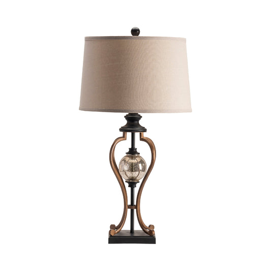 Crestview Collection Whitby 37" Traditional Metal And Glass Table Lamp In Oil Rubbed Bronze Finish With Oatmeal Linen Shade