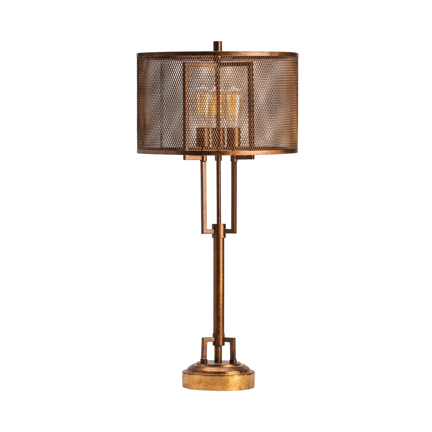 Crestview Collection Winchester 39" Rustic Metal Table Lamp In Iron And Copper Finish With Wire Mesh Shade