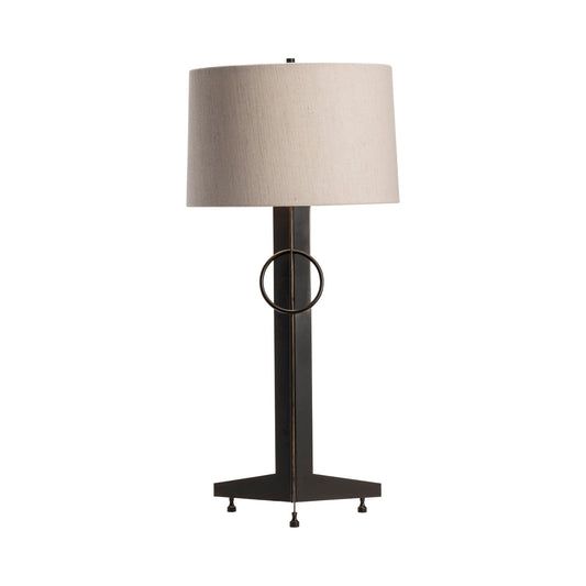 Crestview Collection Windermere 39" Rustic Iron Table Lamp In Black Iron Finish With Natural Linen Shade