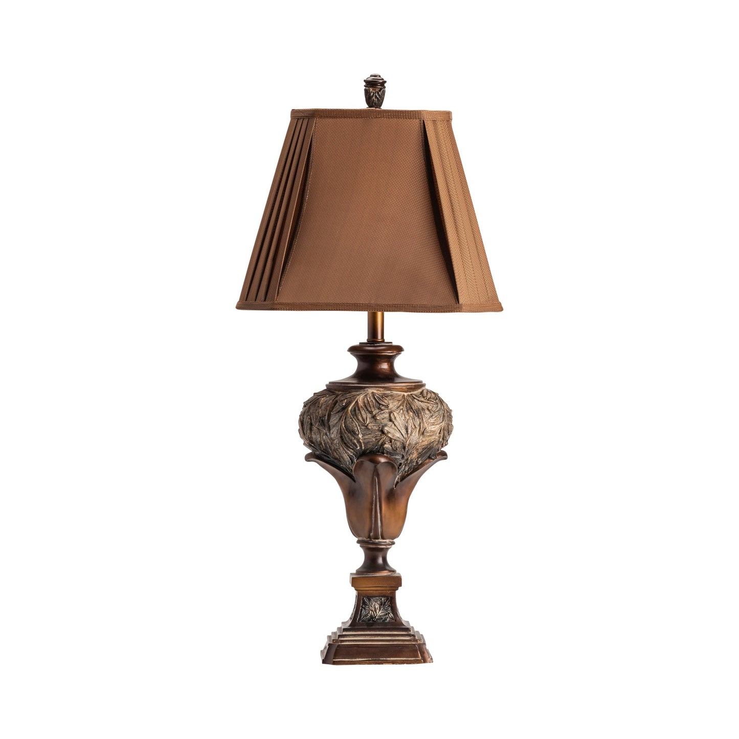 Crestview Collection Wingate 32" Traditional Resin Table Lamp In Brushed Umber Finish With Square Pleated Dark Gold Cut Corner Shade
