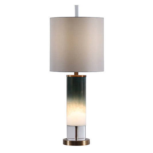Crestview Collection Wyatt 34" Transitional Glass Crystal And Metal Table Lamp In Brown Glazy And Antique Brass Finish With White Linen Cylinder Shade And Night Light