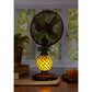 Deco Breeze 23" Brown & Green Pedestal Table Fan With Mosaic Glass Pineapple Lamp