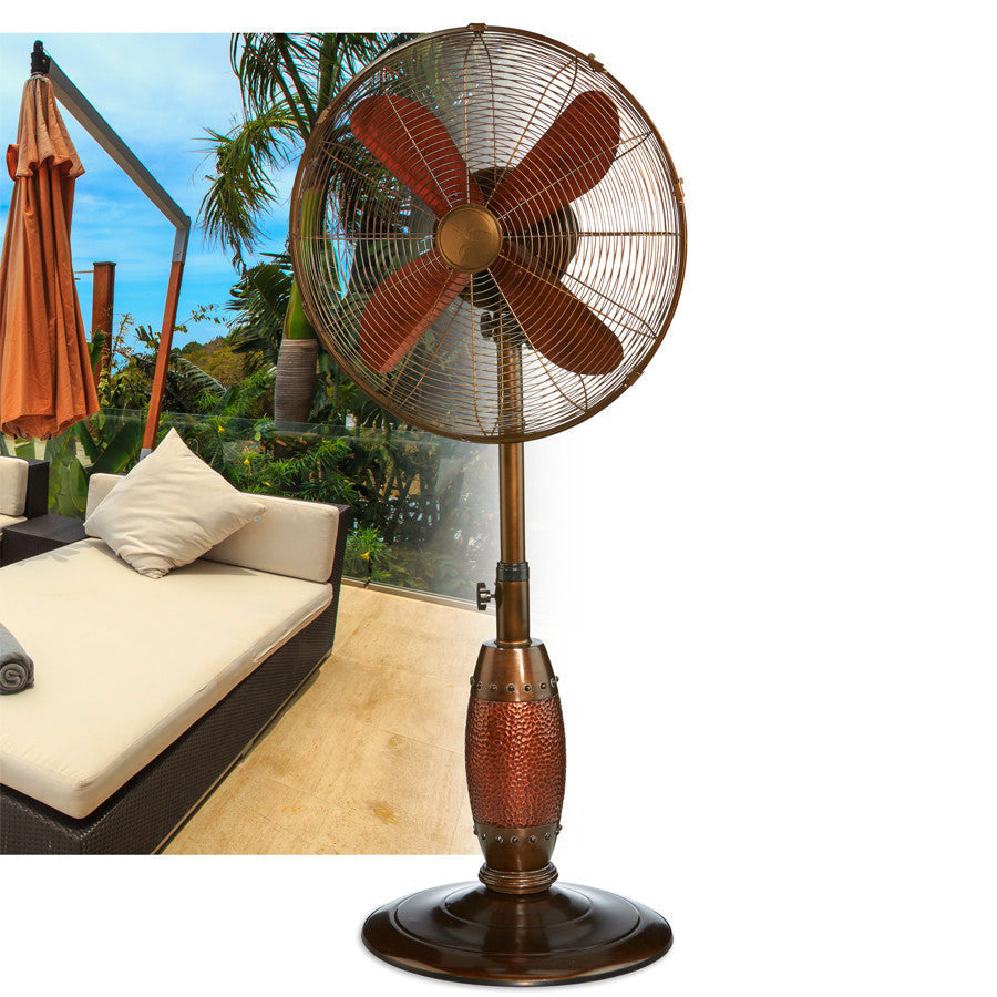 Deco Breeze Coppertino 51" Copper & Brown Adjustable Height Outdoor Pedestal Floor Fan