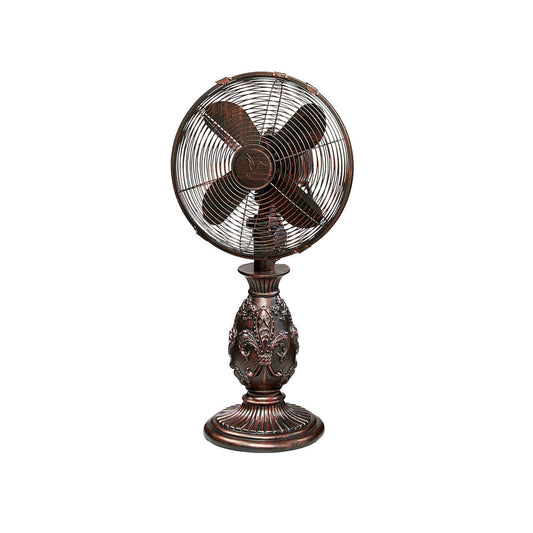 Deco Breeze Fleur De Lis 23" Brown Pedestal Table Fan
