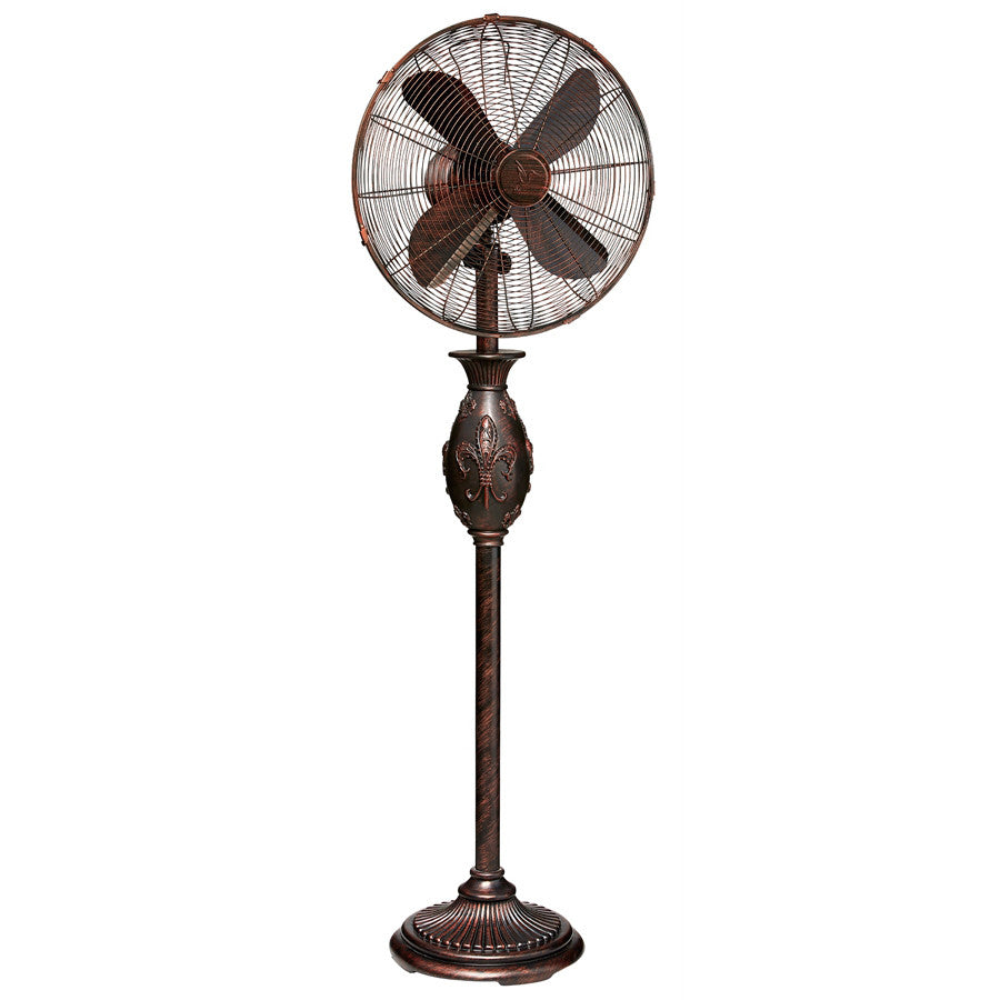 Deco Breeze Fleur De Lis 54" Brown Indoor Pedestal Floor Fan