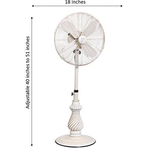 Deco Breeze Providence 51" Antique White Adjustable Height Outdoor Pedestal Floor Fan