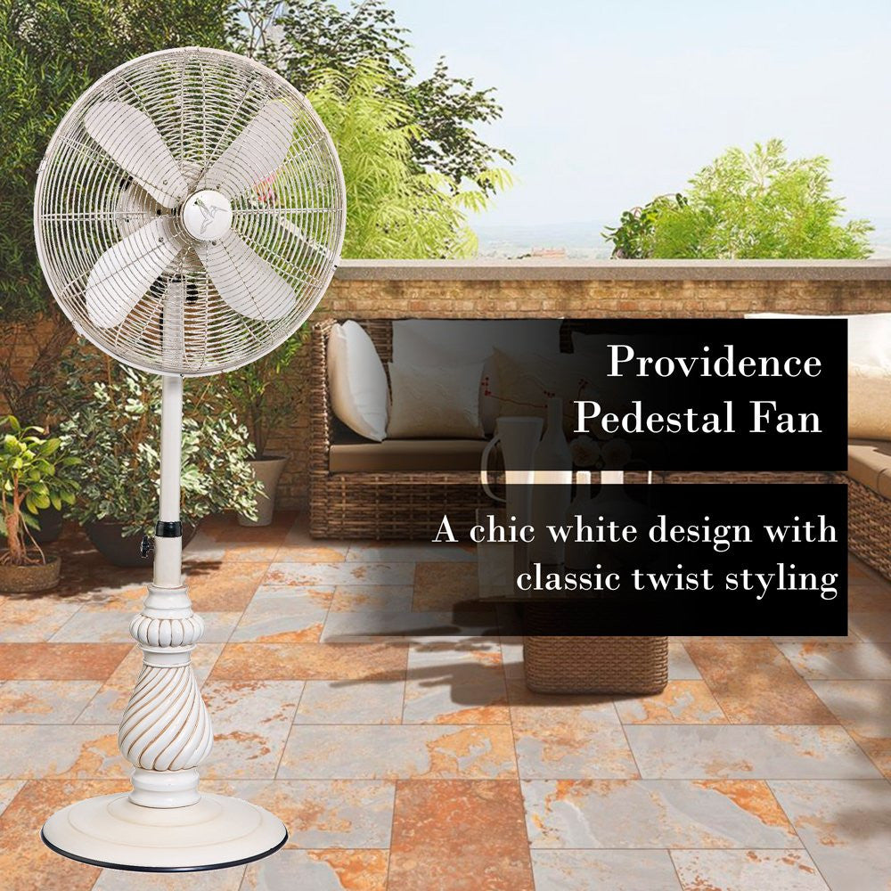 Deco Breeze Providence 51" Antique White Adjustable Height Outdoor Pedestal Floor Fan