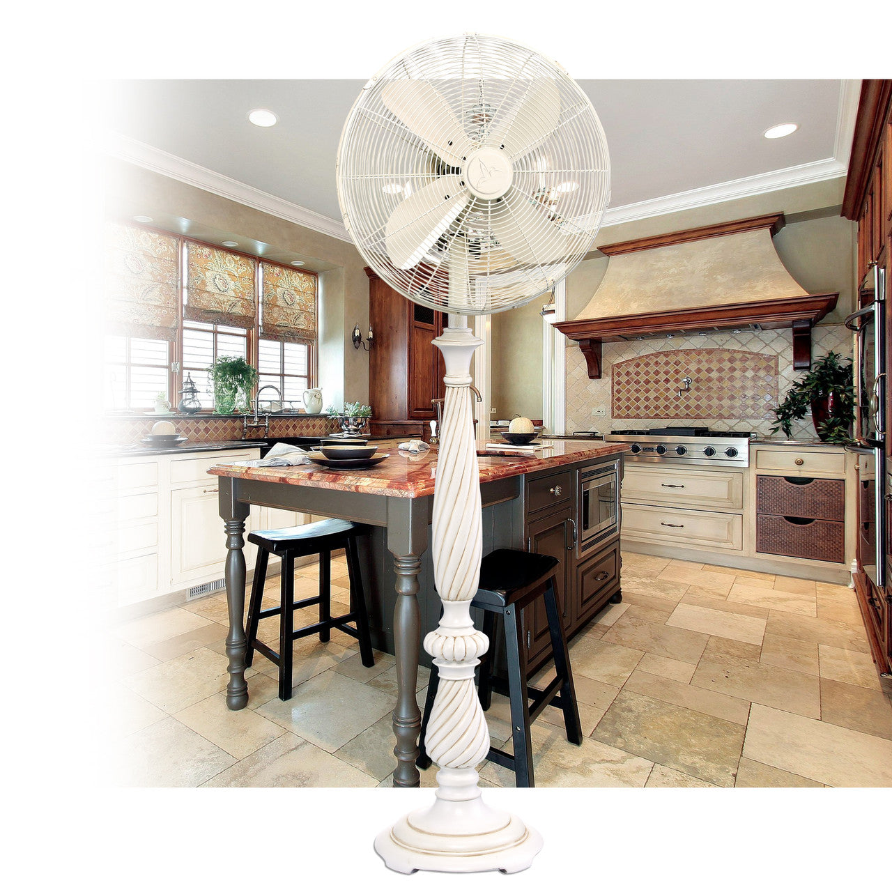 Deco Breeze Providence 55" Antique White Indoor Pedestal Floor Fan