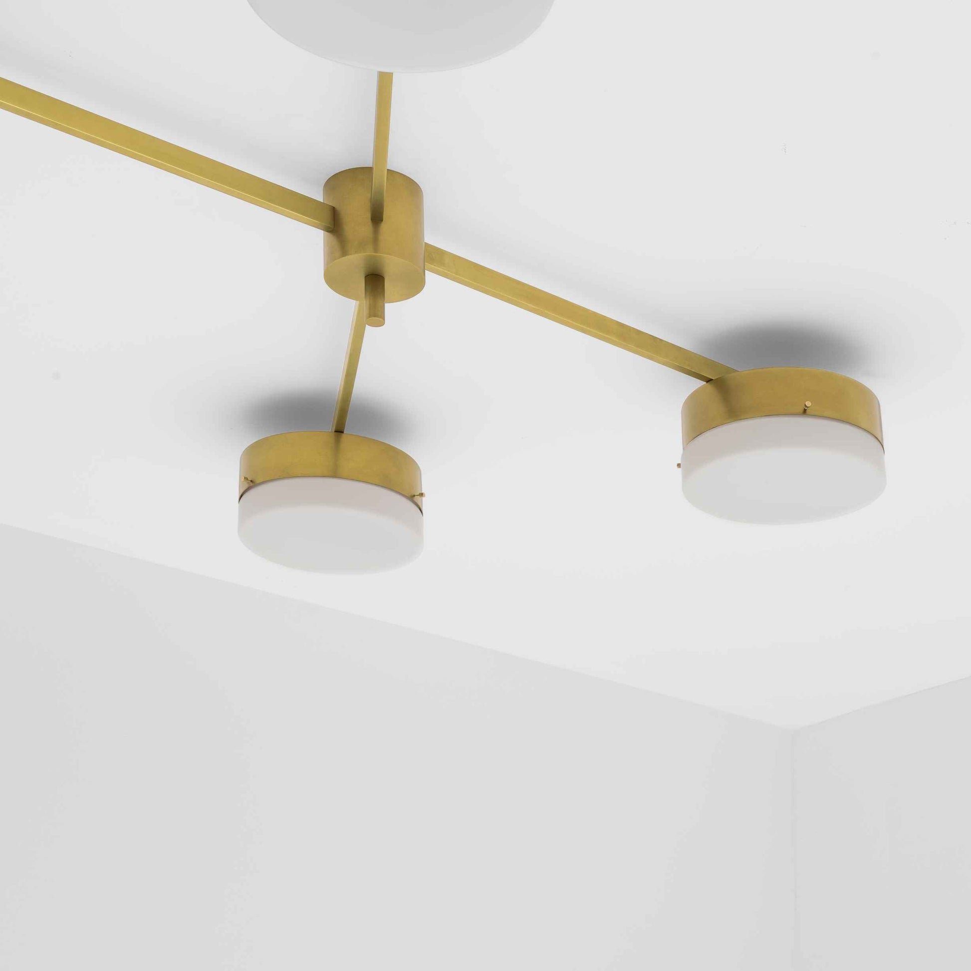 Design for Macha Celeste Aurora Ceiling or Wall-Mounted Polished Brushed Four-Armed Brass Lamp