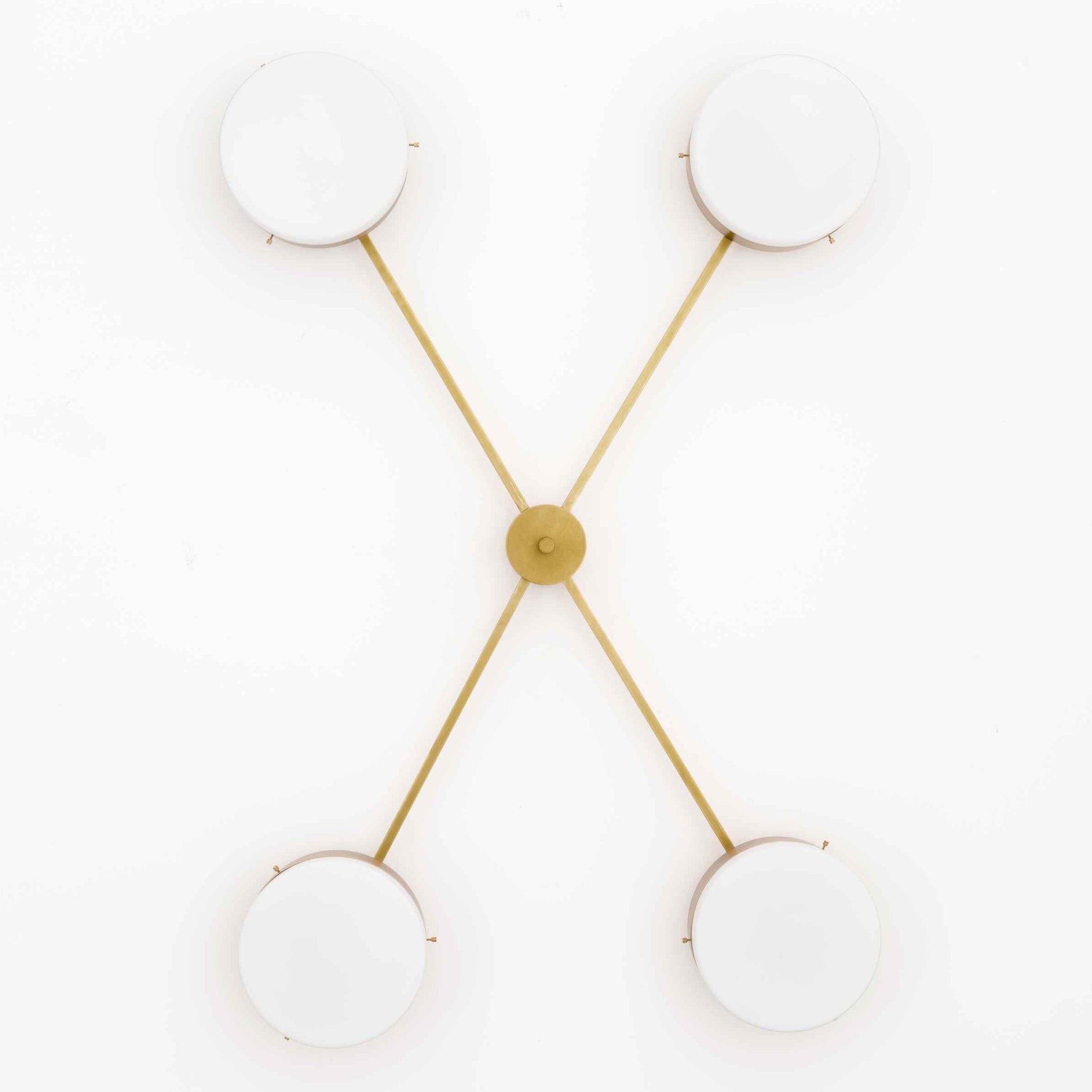 Design for Macha Celeste Aurora Ceiling or Wall-Mounted Unpolished Lucid Four-Armed Brass Lamp