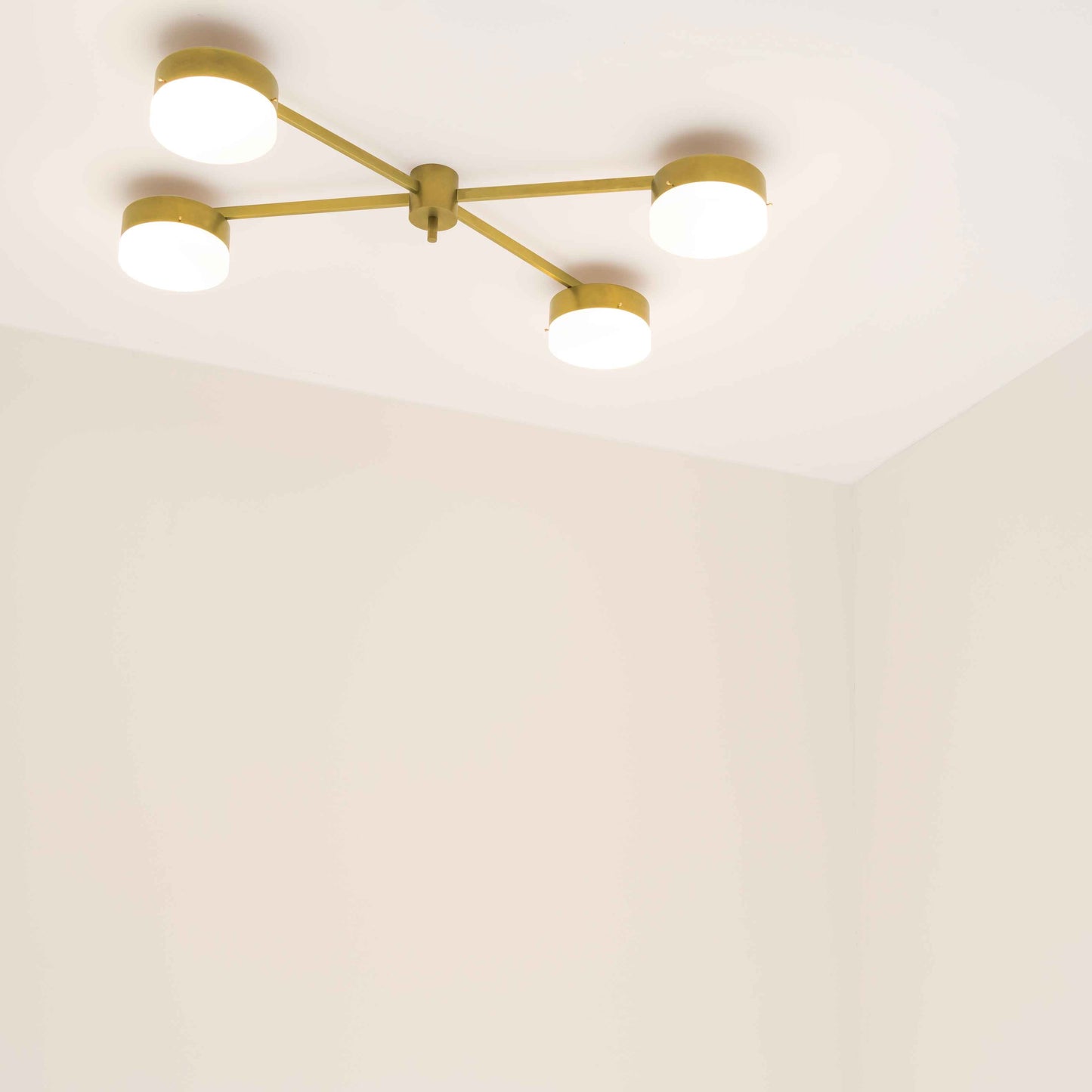 Design for Macha Celeste Aurora Ceiling or Wall-Mounted Unpolished Opaque Four-Armed Brass Lamp