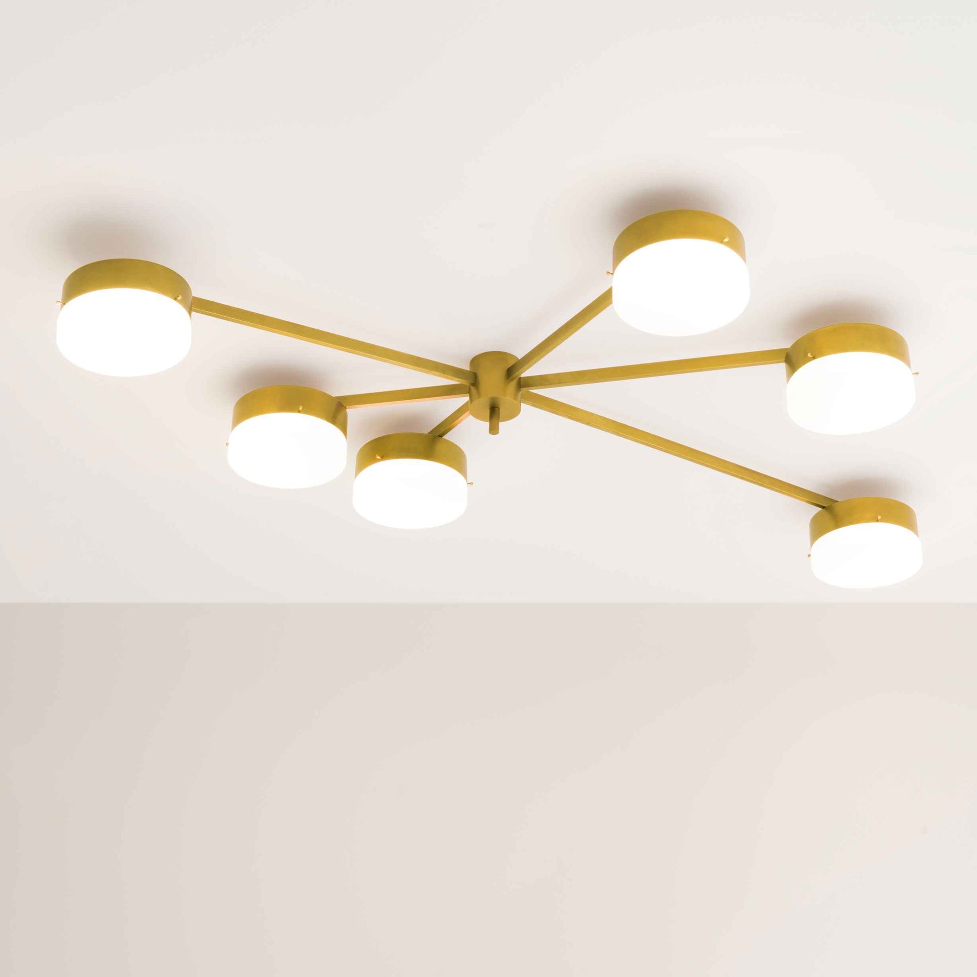 Design for Macha Celeste Effervescence Ceiling or Wall-Mounted Bronze Six-Armed Brass Lamp
