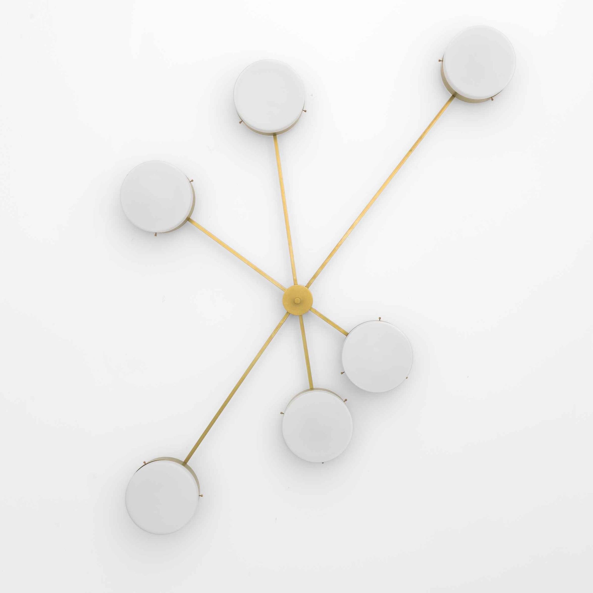 Design for Macha Celeste Effervescence Ceiling or Wall-Mounted Chromed Opaque Six-Armed Brass Lamp