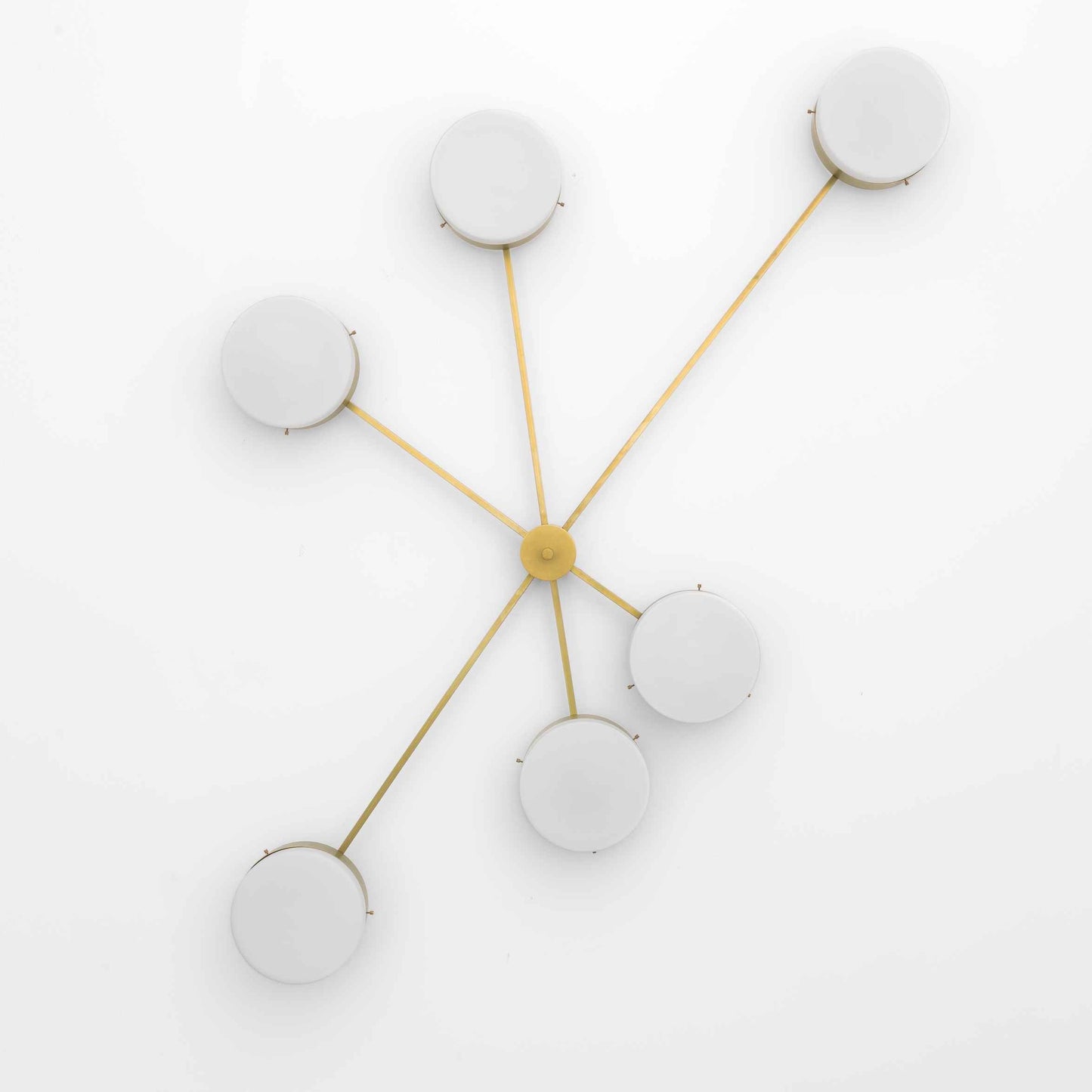 Design for Macha Celeste Effervescence Ceiling or Wall-Mounted Polished Brushed Six-Armed Brass Lamp