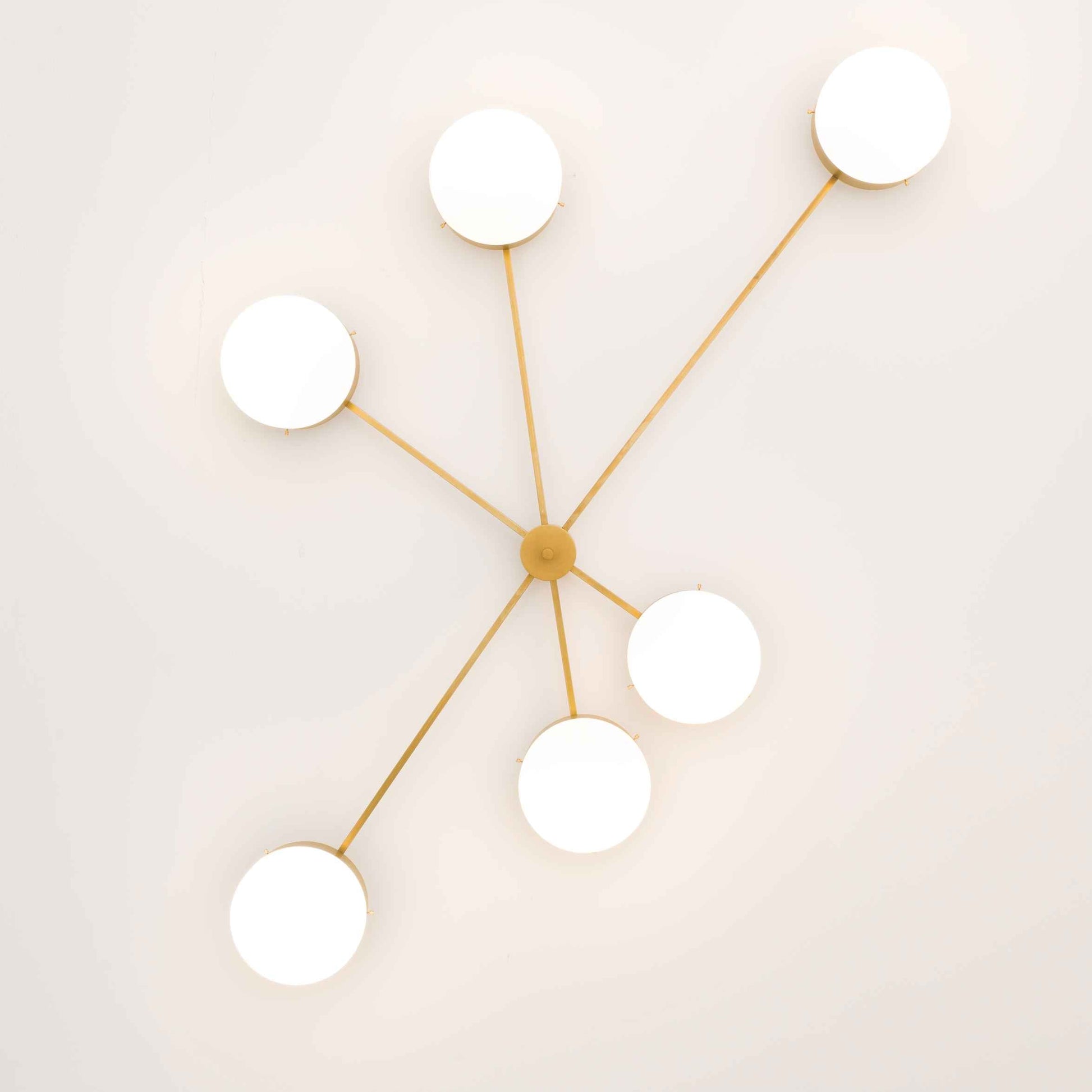 Design for Macha Celeste Effervescence Ceiling or Wall-Mounted Polished Six-Armed Brass Lamp