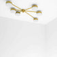 Design for Macha Celeste Effervescence Ceiling or Wall-Mounted Unpolished Lucid Six-Armed Brass Lamp