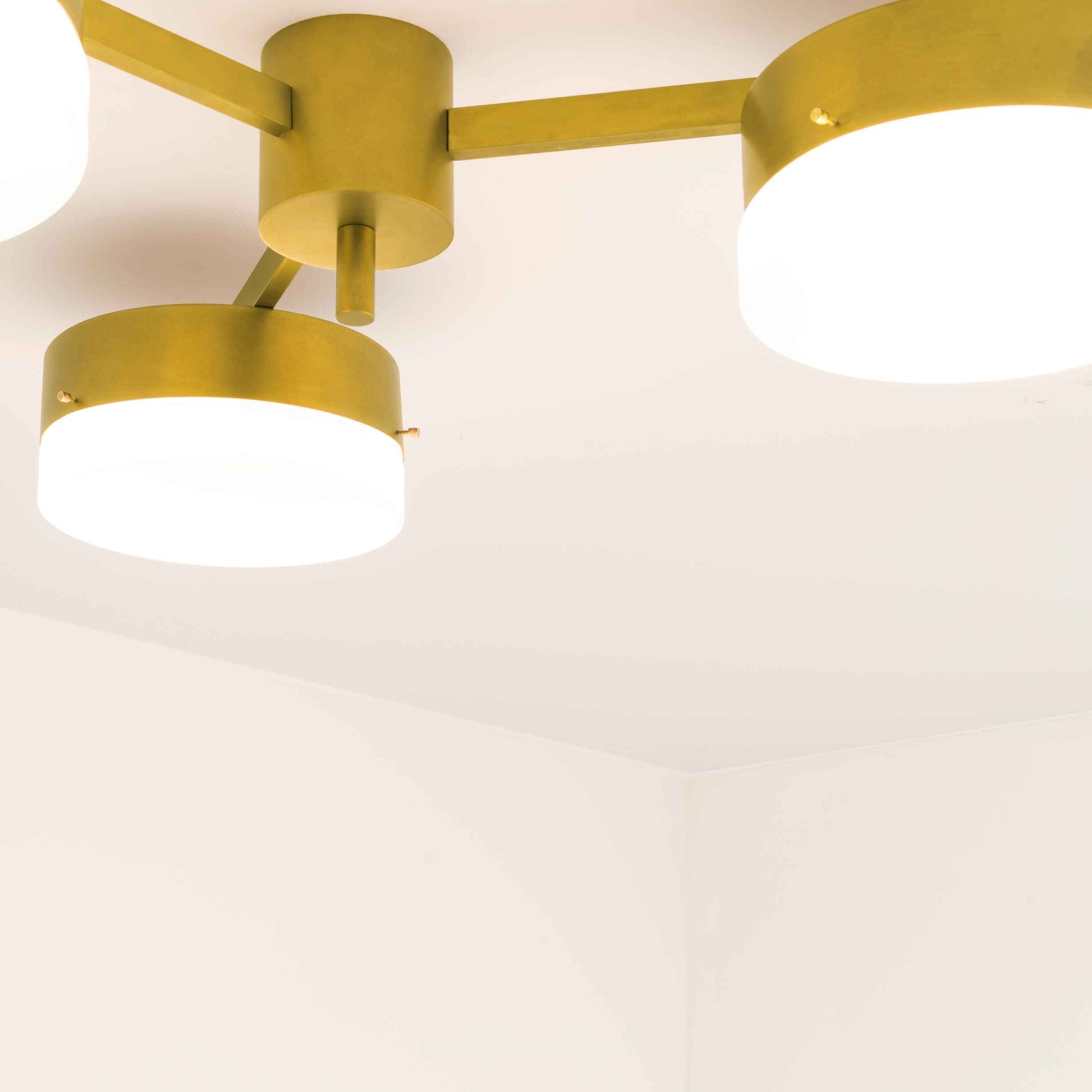 Design for Macha Celeste Epiphany Ceiling or Wall-Mounted Chromed Lucid Three-Armed Brass Lamp