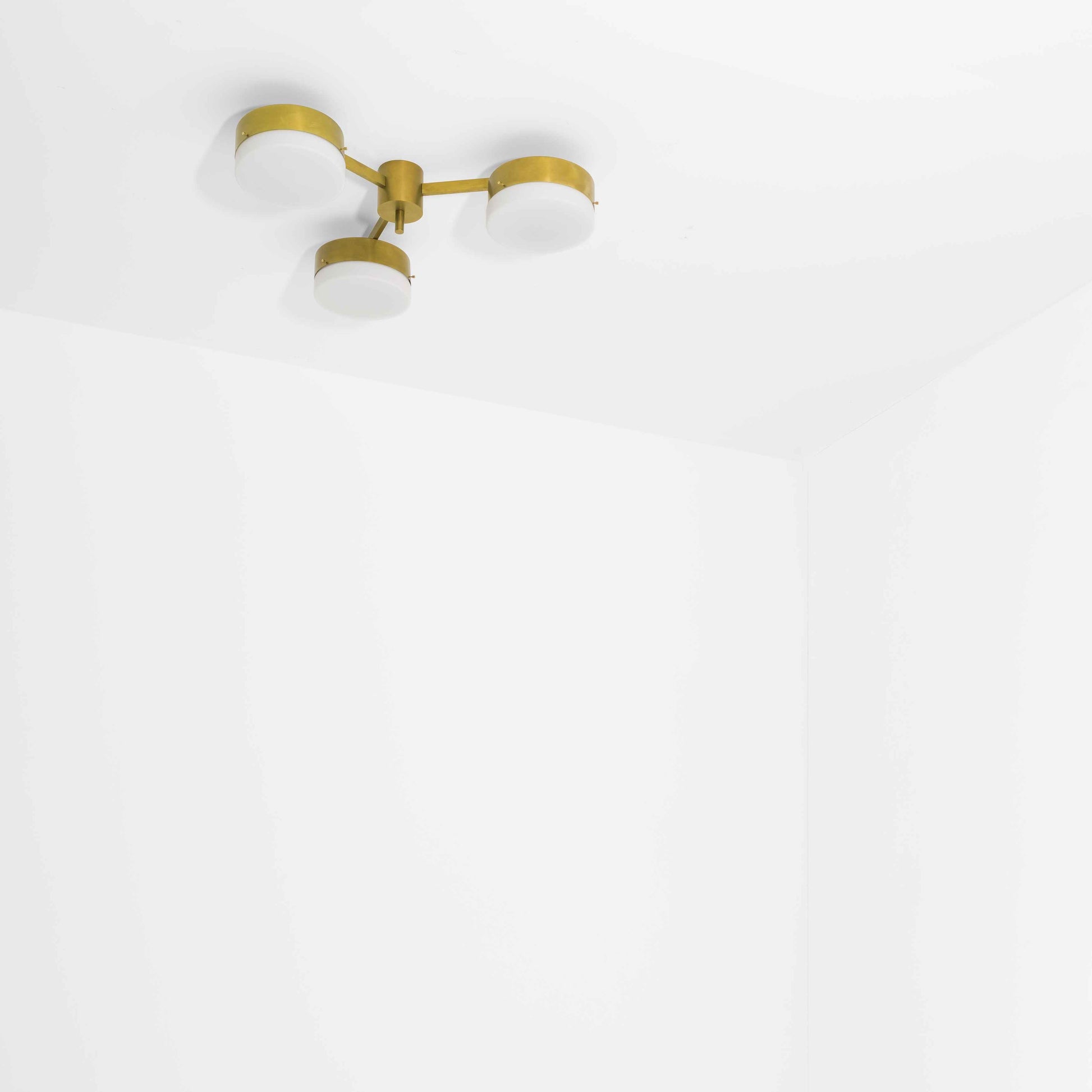 Design for Macha Celeste Epiphany Ceiling or Wall-Mounted Polished Brushed Three-Armed Brass Lamp