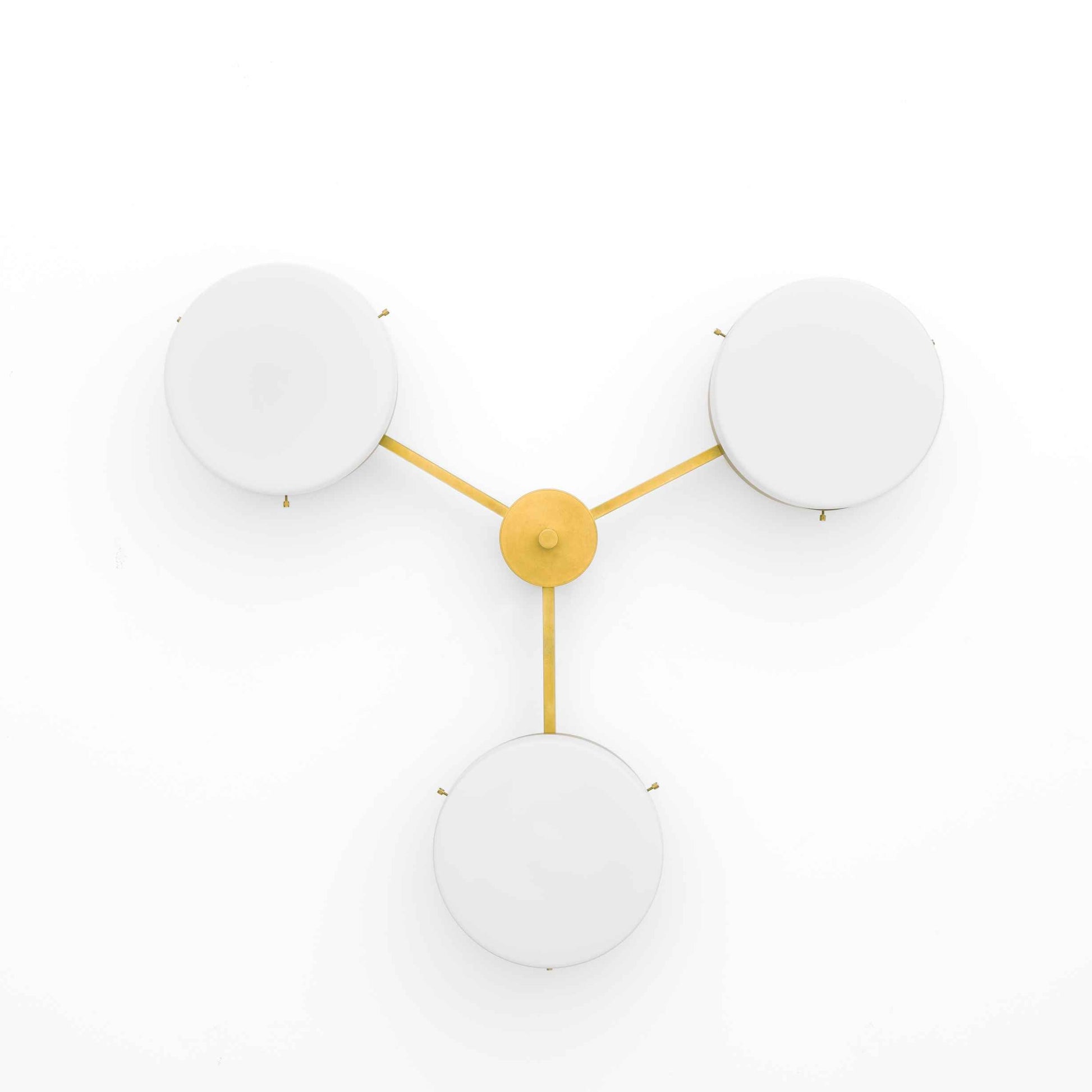 Design for Macha Celeste Epiphany Ceiling or Wall-Mounted Polished Brushed Three-Armed Brass Lamp