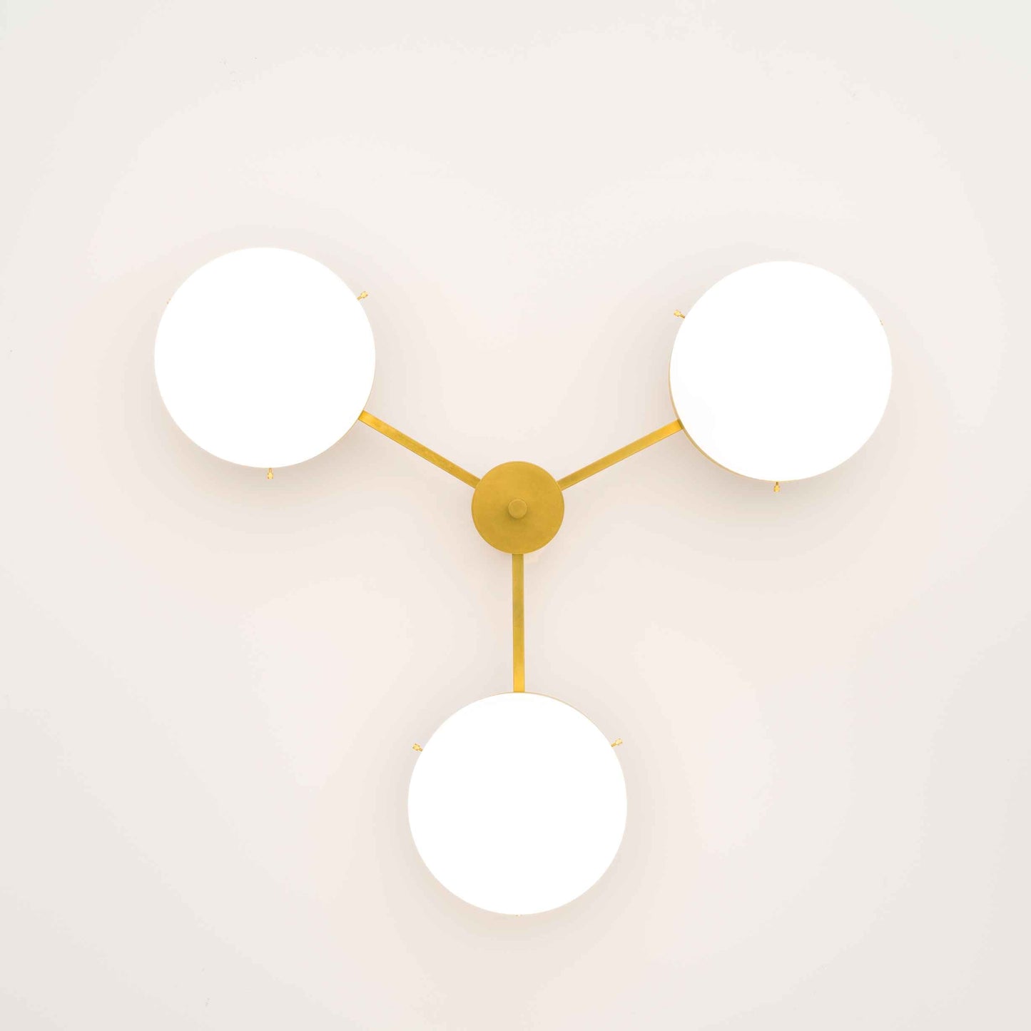 Design for Macha Celeste Epiphany Ceiling or Wall-Mounted Unpolished Lucid Three-Armed Brass Lamp