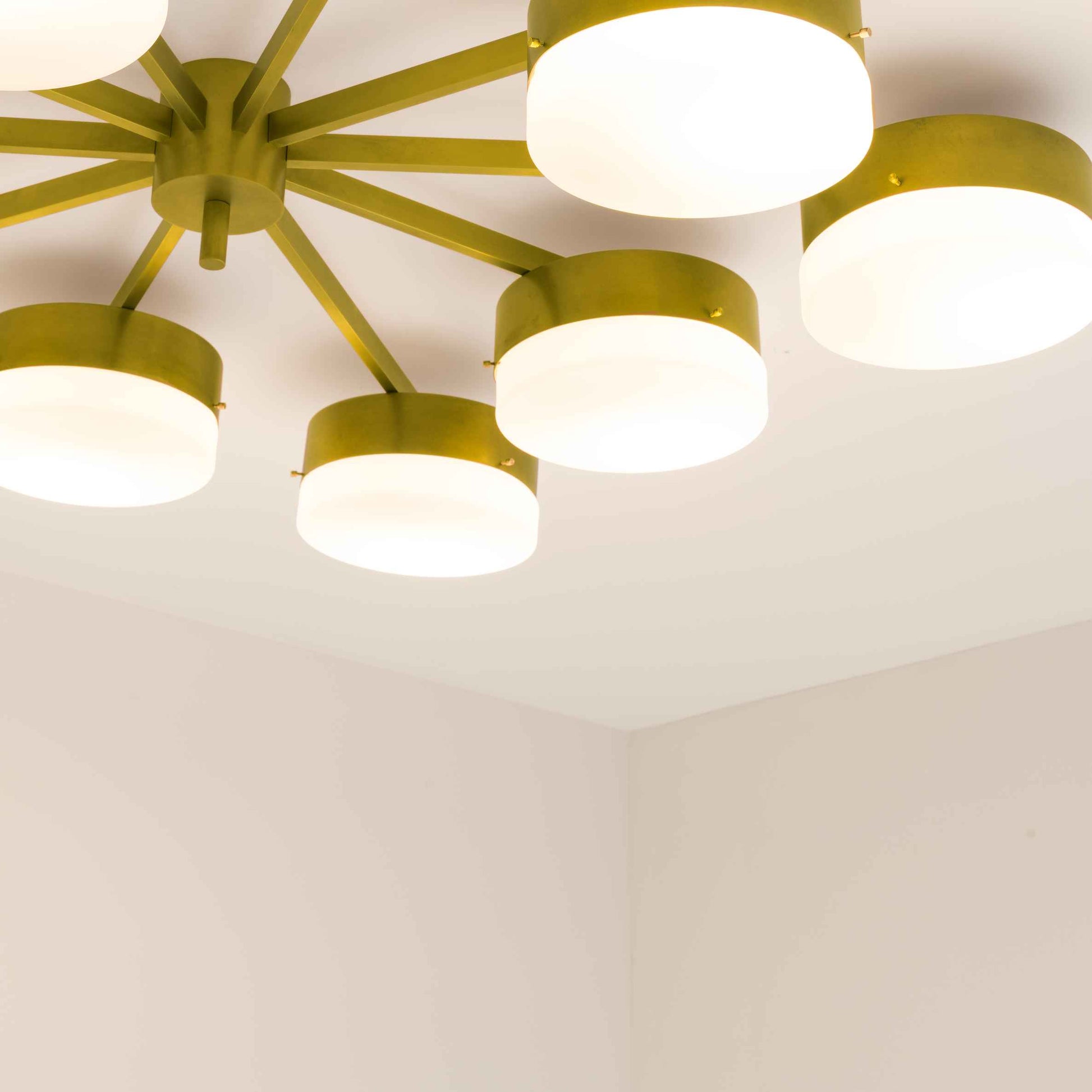 Design for Macha Celeste Epoch Ceiling or Wall-Mounted Bronze Ten-Armed Brass Lamp