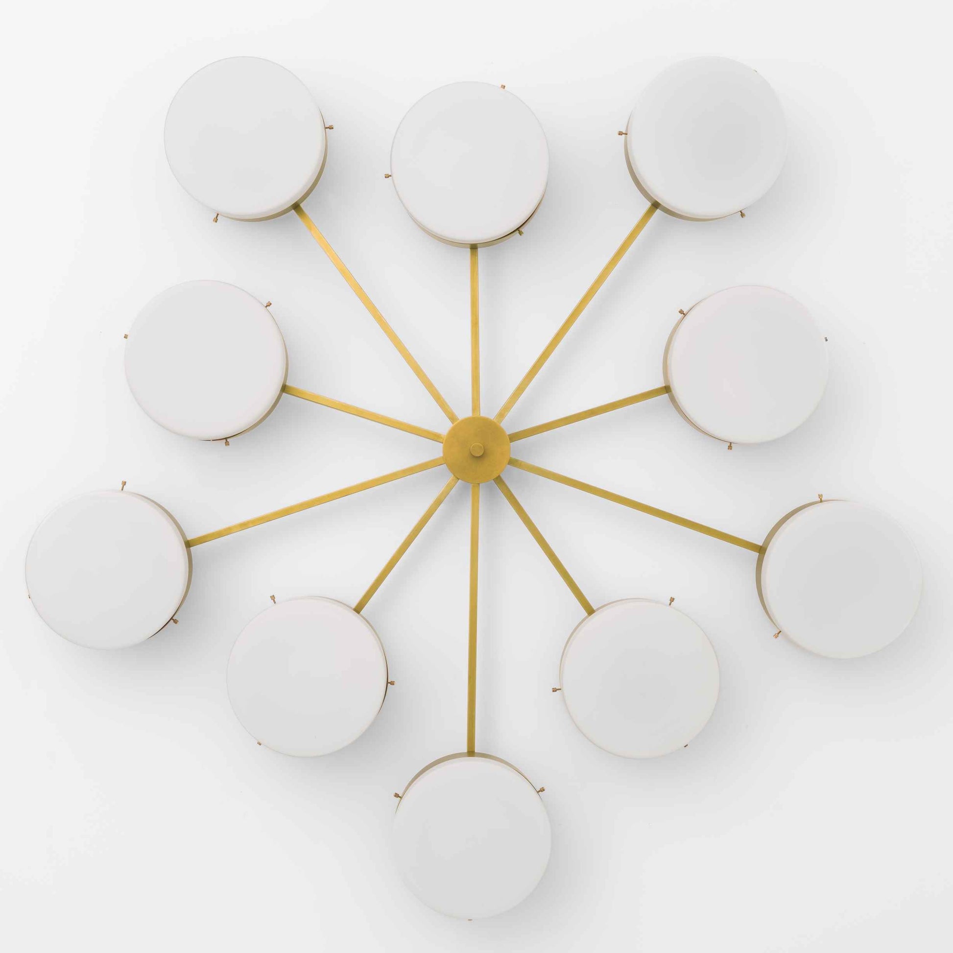 Design for Macha Celeste Epoch Ceiling or Wall-Mounted Chromed Lucid Ten-Armed Brass Lamp