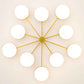 Design for Macha Celeste Epoch Ceiling or Wall-Mounted Chromed Opaque Ten-Armed Brass Lamp