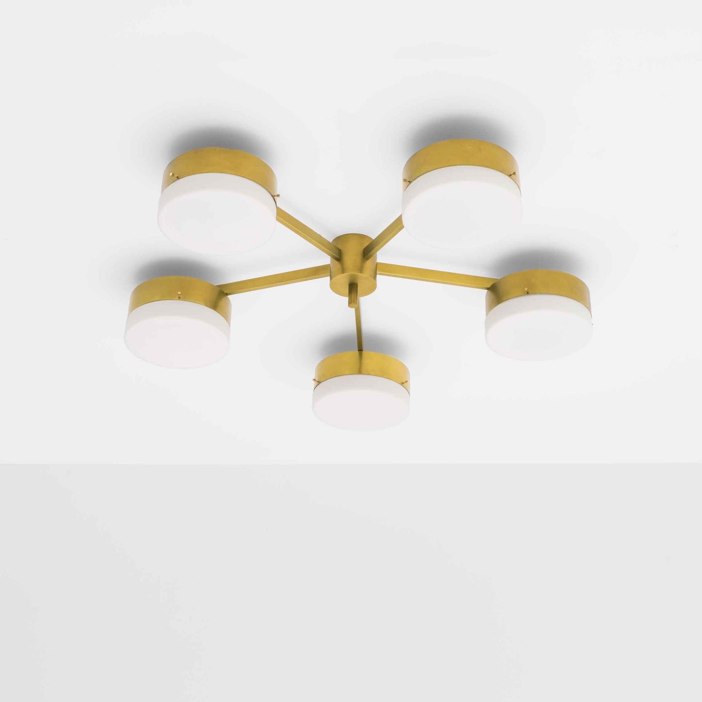 Design for Macha Celeste Ethereal Ceiling or Wall-Mounted Chromed Lucid Five-Armed Brass Lamp