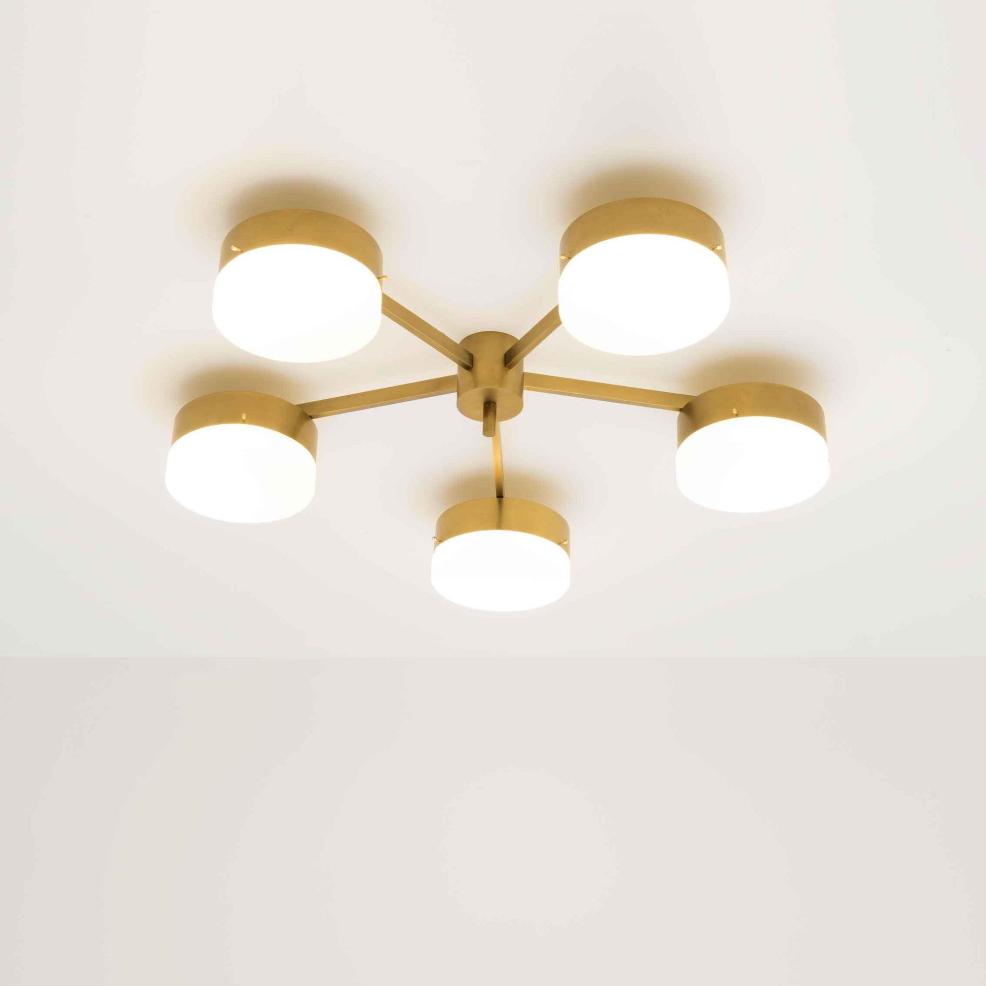 Design for Macha Celeste Ethereal Ceiling or Wall-Mounted Chromed Lucid Five-Armed Brass Lamp