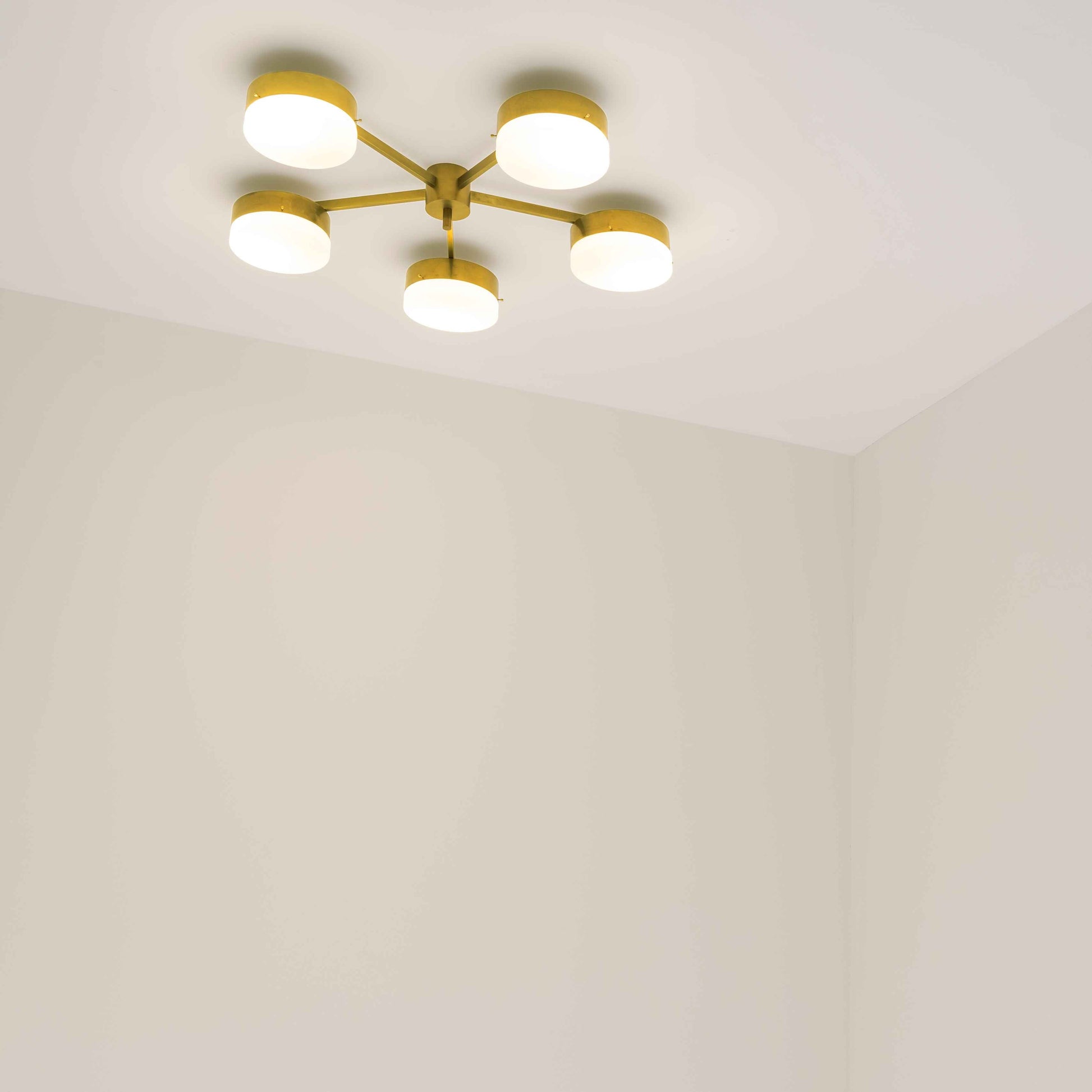 Design for Macha Celeste Ethereal Ceiling or Wall-Mounted Chromed Opaque Five-Armed Brass Lamp