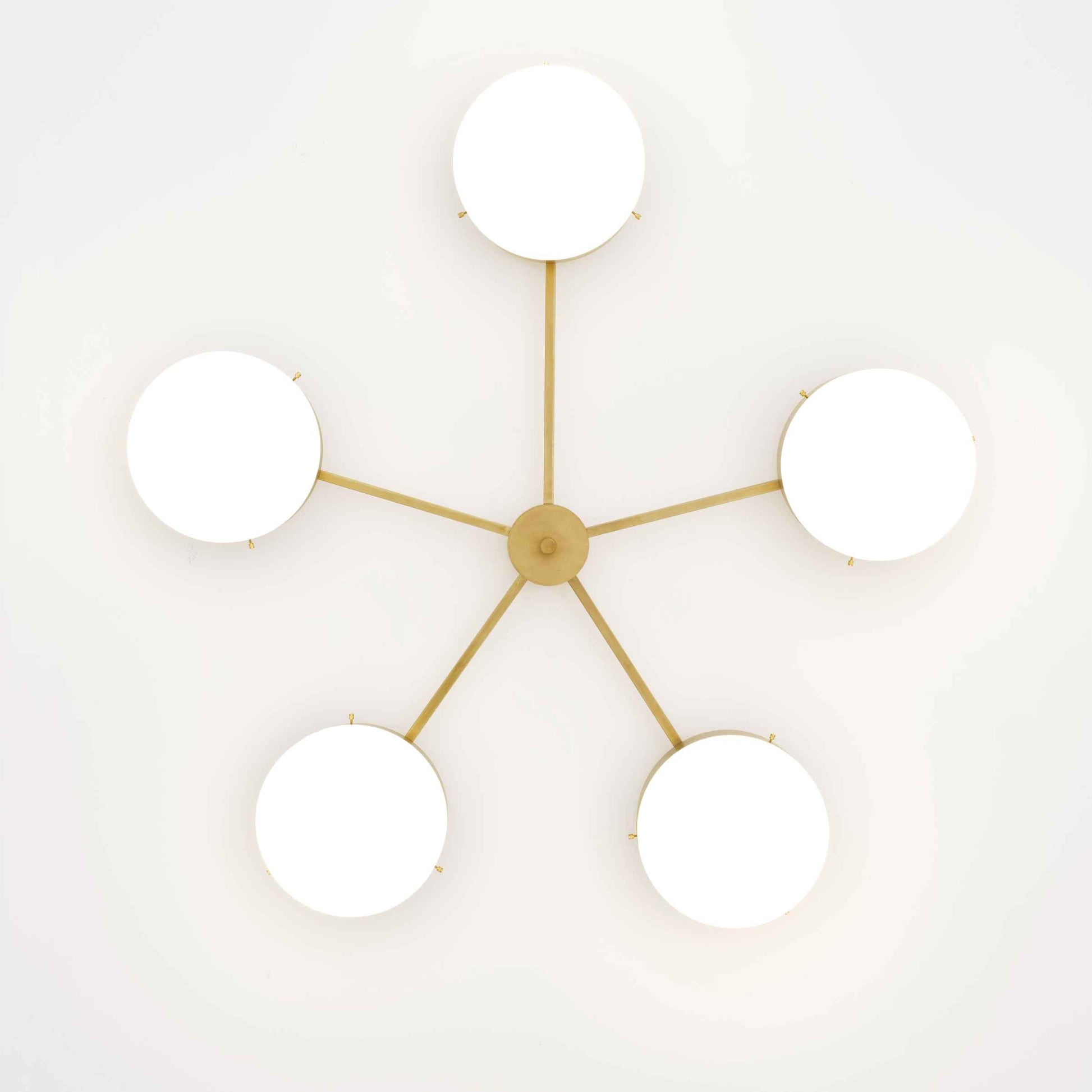 Design for Macha Celeste Ethereal Ceiling or Wall-Mounted Chromed Opaque Five-Armed Brass Lamp