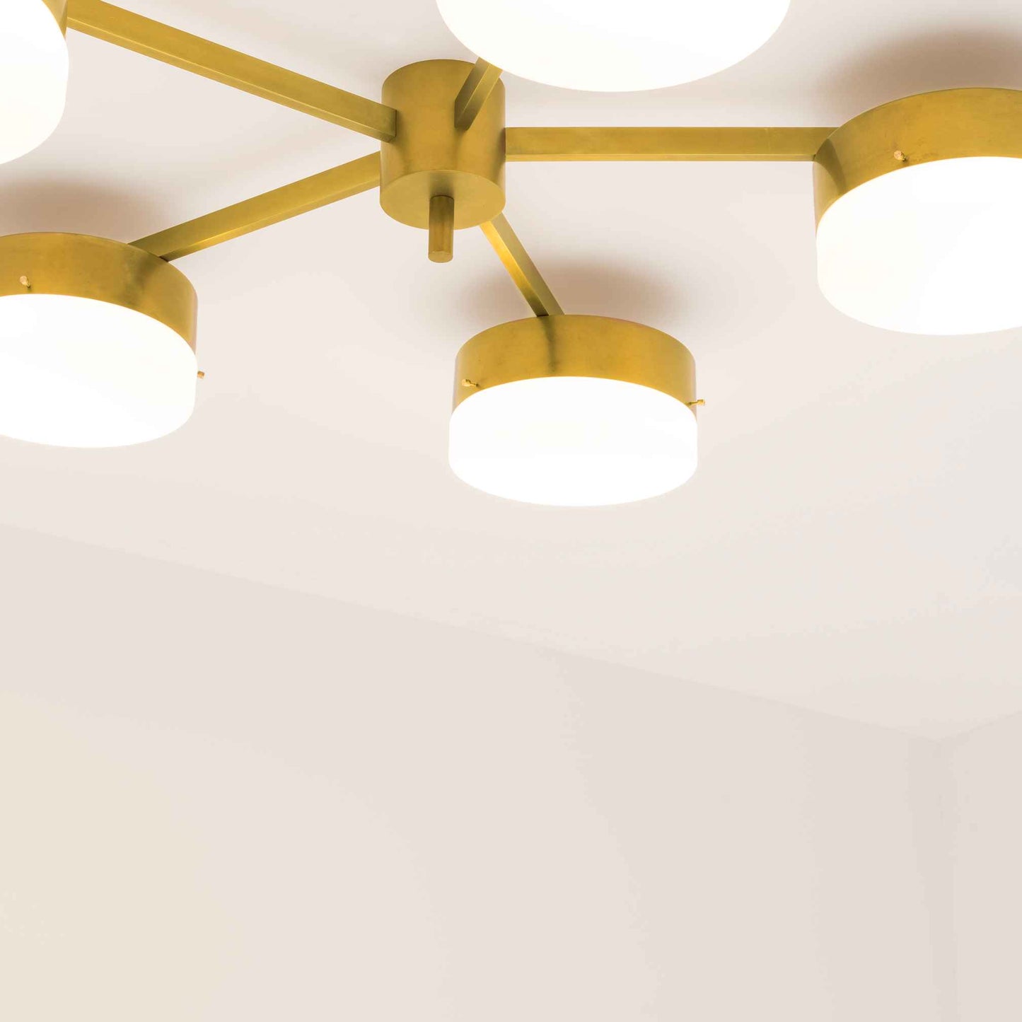 Design for Macha Celeste Ethereal Ceiling or Wall-Mounted Unpolished Balanced Five-Armed Brass Lamp