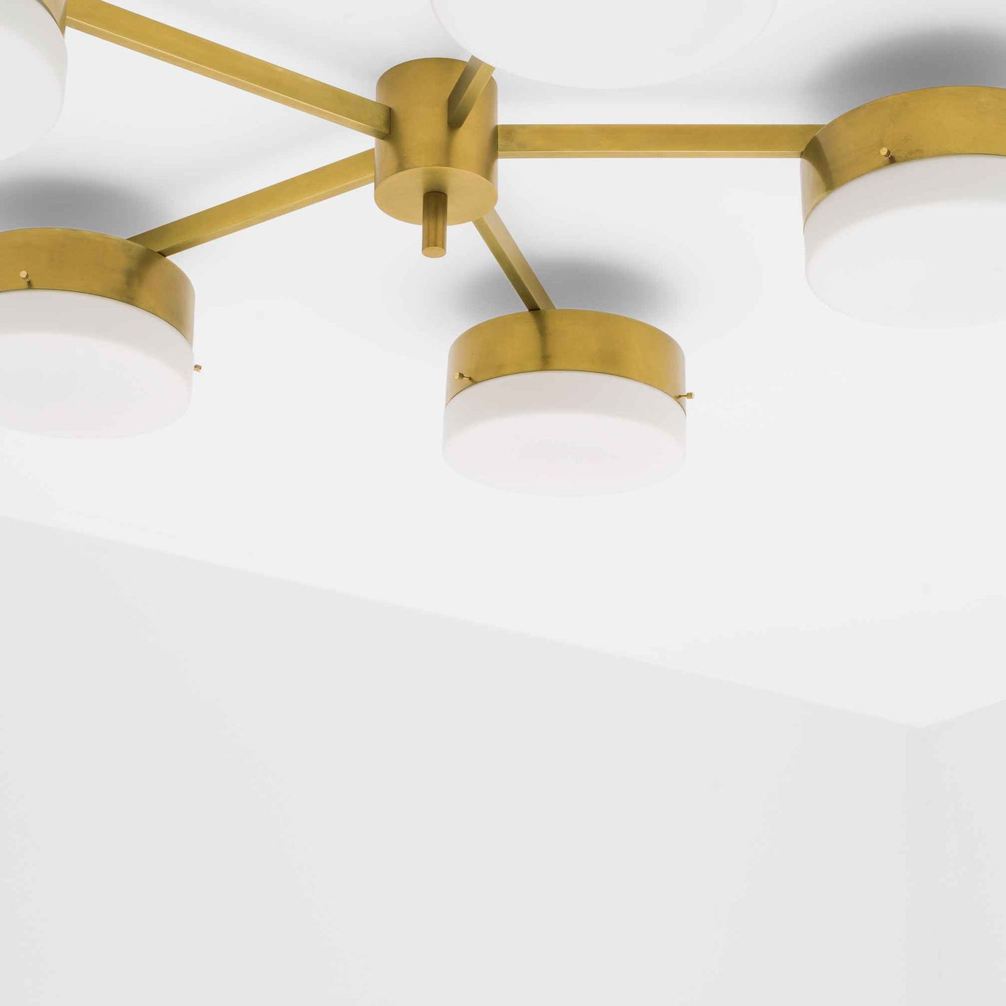 Design for Macha Celeste Ethereal Ceiling or Wall-Mounted Unpolished Lucid Five-Armed Brass Lamp