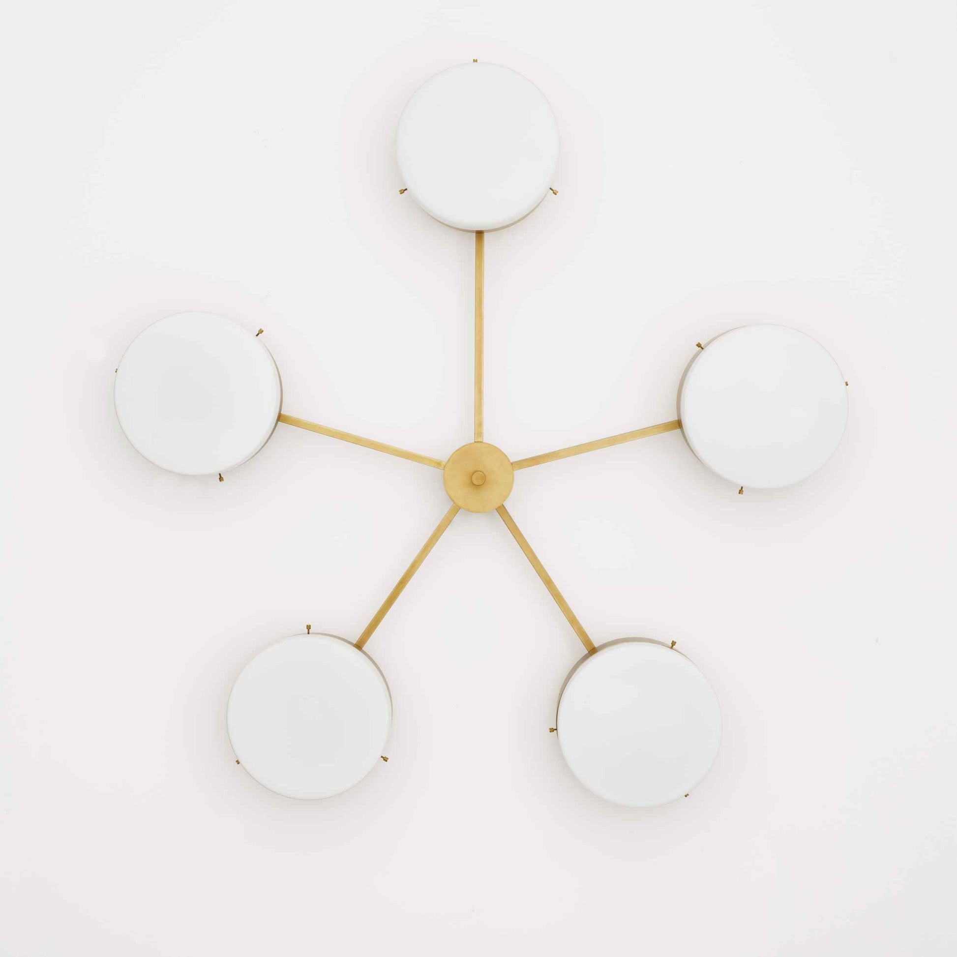 Design for Macha Celeste Ethereal Ceiling or Wall-Mounted Unpolished Lucid Five-Armed Brass Lamp