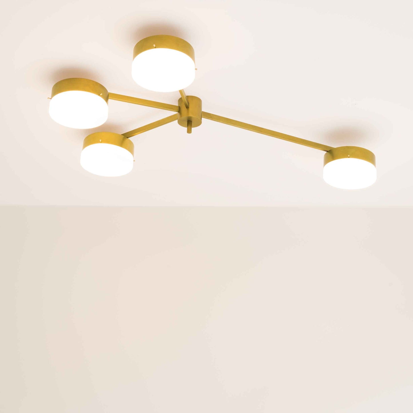 Design for Macha Celeste Incandescence Ceiling or Wall-Mounted Chromed Lucid Four-Armed Brass Lamp
