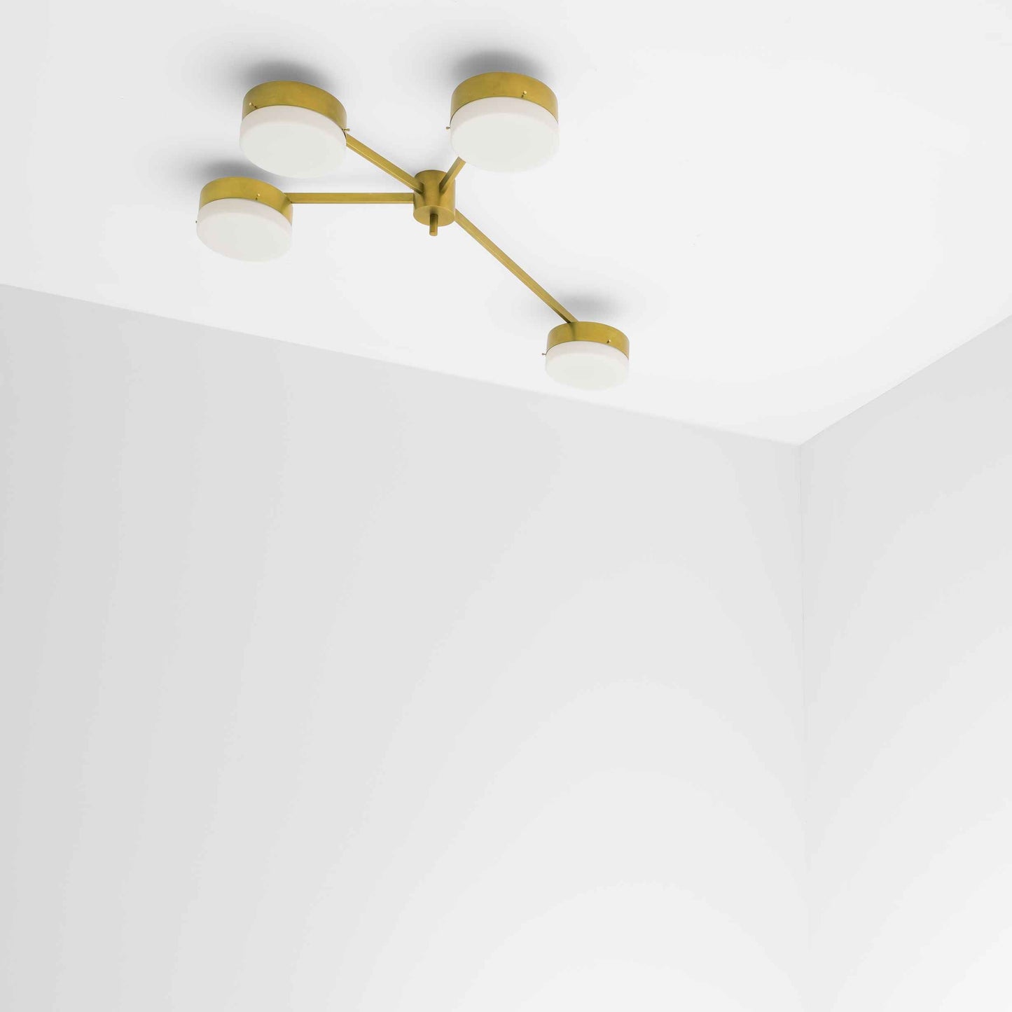Design for Macha Celeste Incandescence Ceiling or Wall-Mounted Polished Four-Armed Brass Lamp