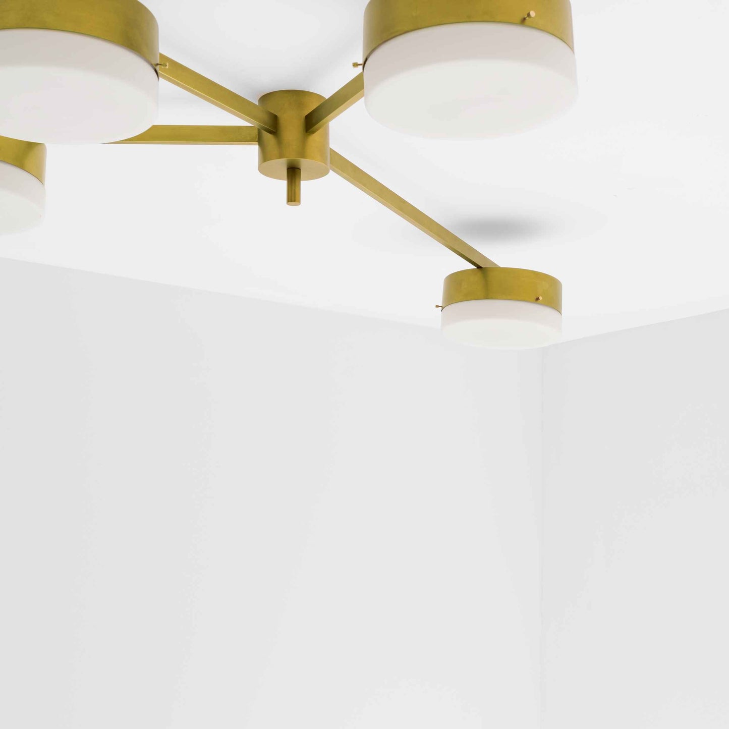 Design for Macha Celeste Incandescence Ceiling or Wall-Mounted Unpolished Opaque Four-Armed Brass Lamp