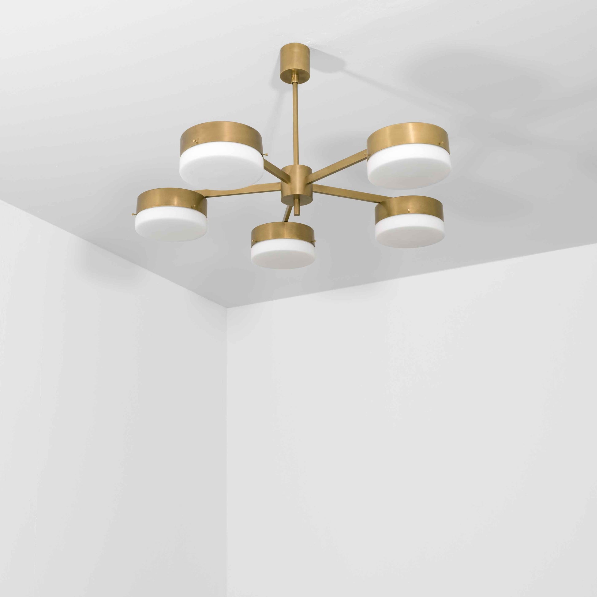 Design for Macha Celeste Luminescence Ceiling or Wall-Mounted Chromed Opaque Five-Armed Brass Lamp