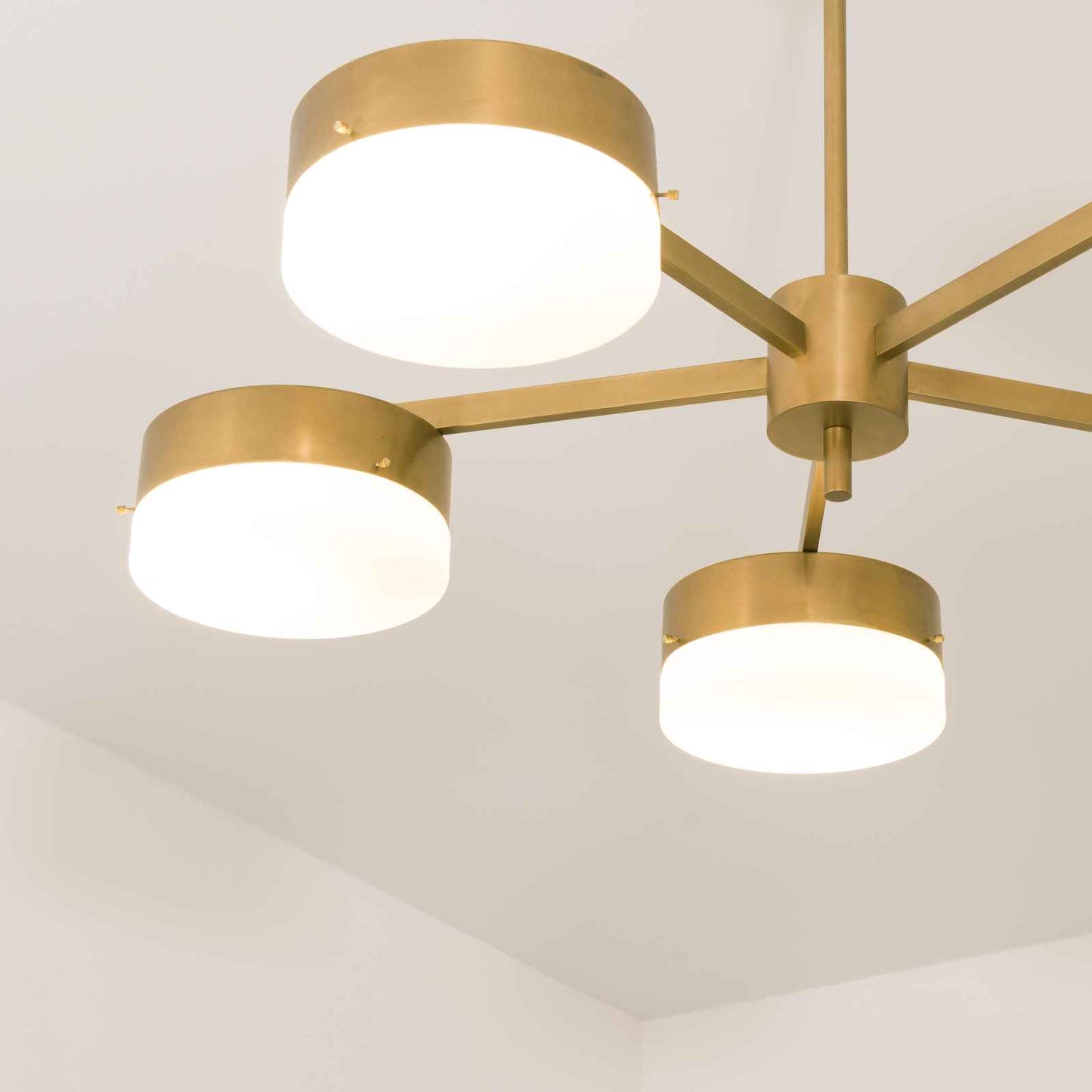Design for Macha Celeste Luminescence Ceiling or Wall-Mounted Unpolished Lucid Five-Armed Brass Lamp