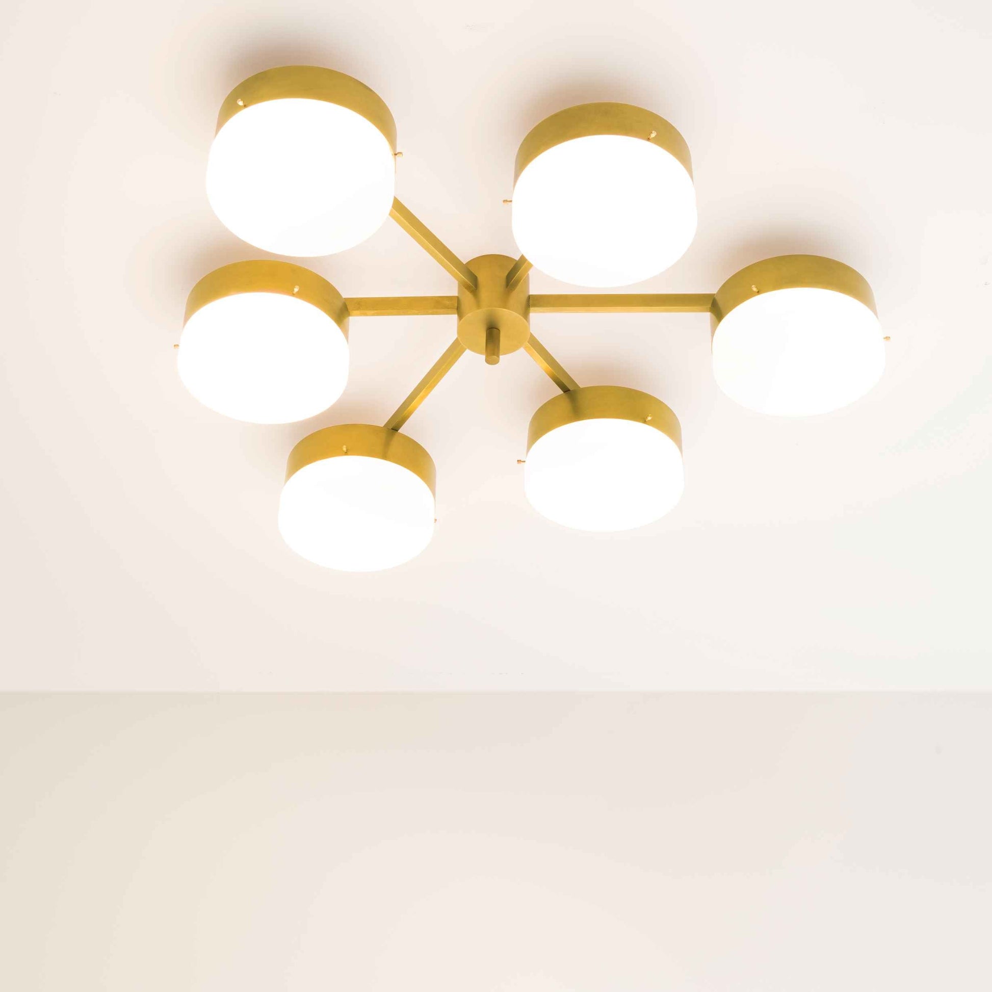 Design for Macha Celeste Phosphenes Ceiling or Wall-Mounted Bronze Six-Armed Brass Lamp