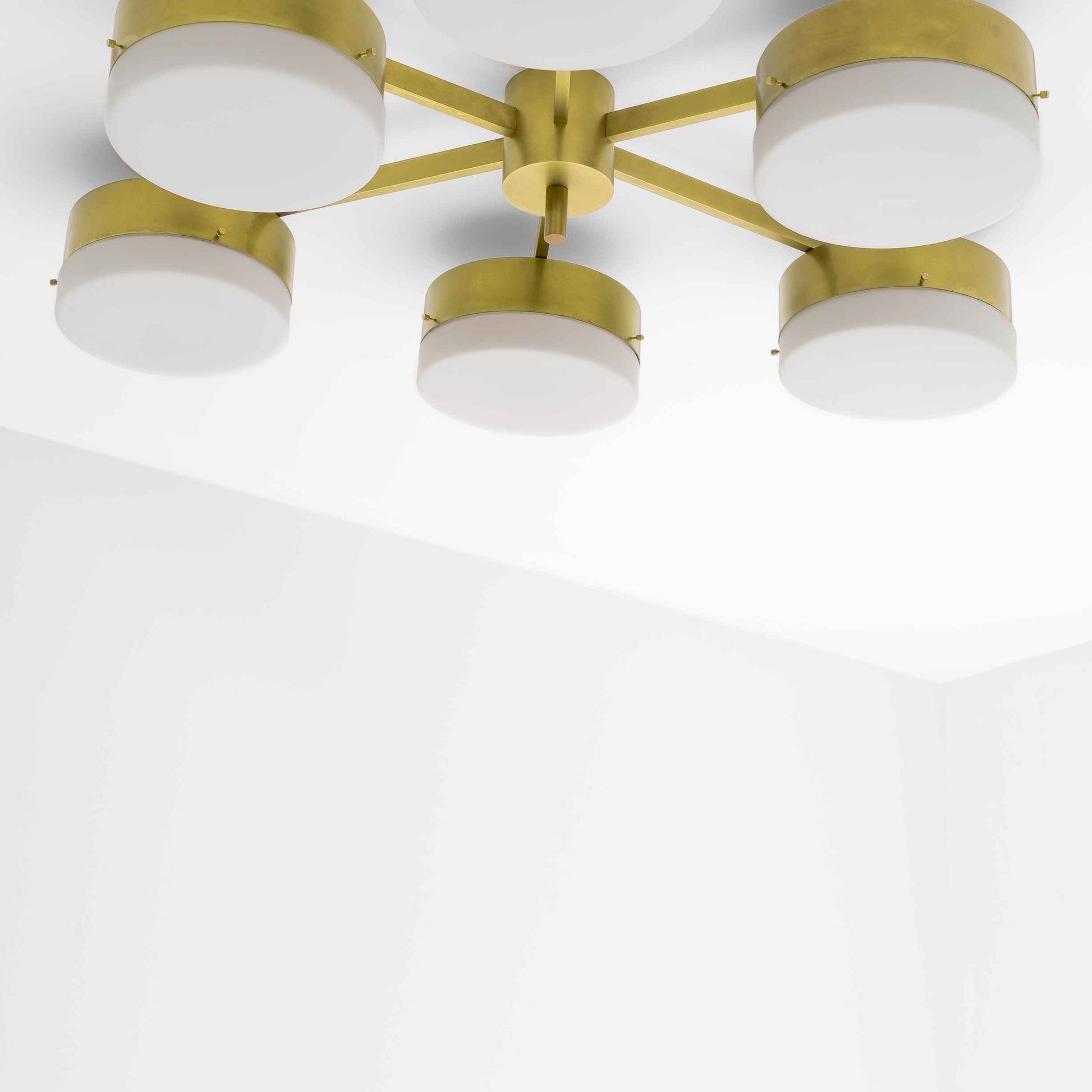 Design for Macha Celeste Phosphenes Ceiling or Wall-Mounted Unpolished Balanced Six-Armed Brass Lamp