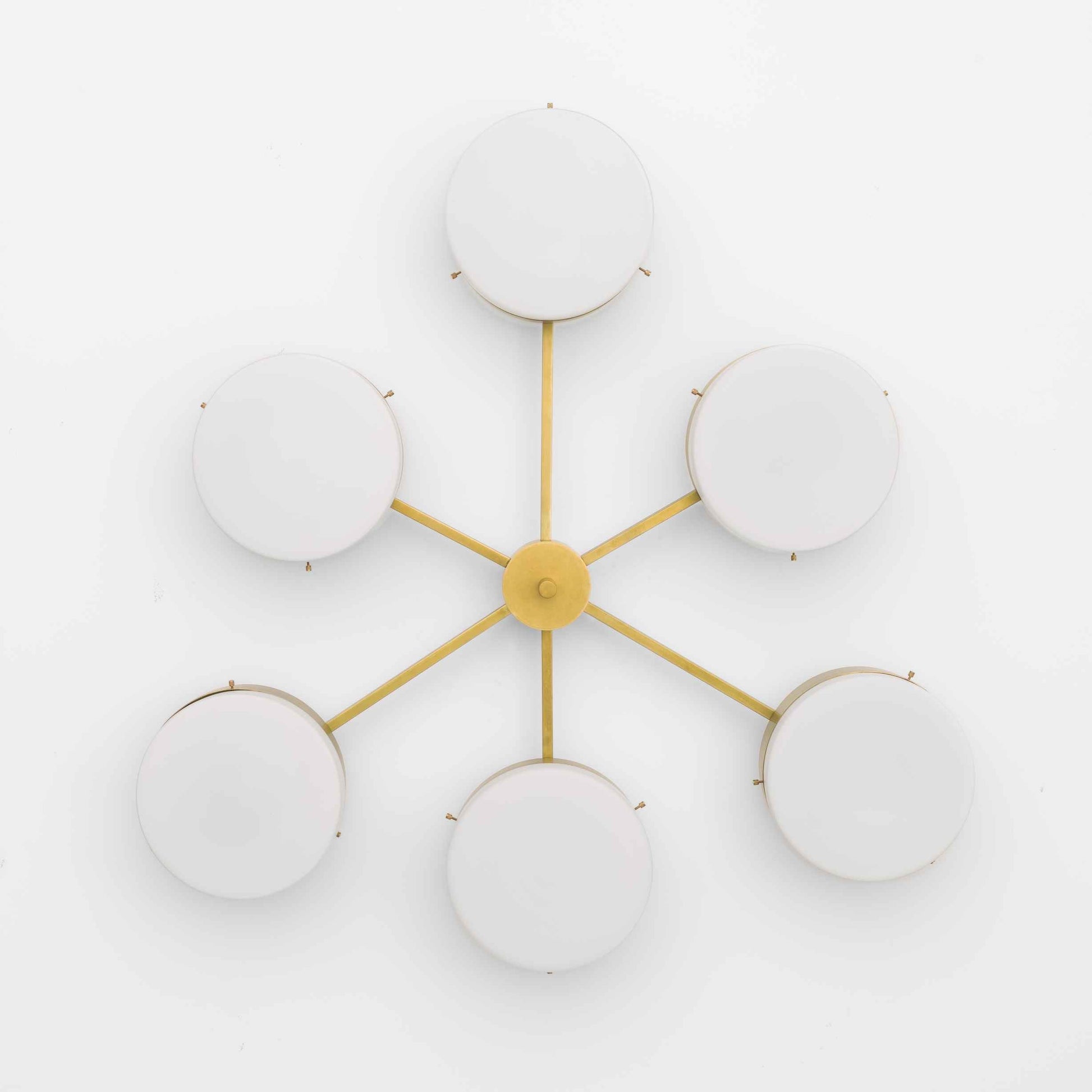 Design for Macha Celeste Phosphenes Ceiling or Wall-Mounted Unpolished Balanced Six-Armed Brass Lamp